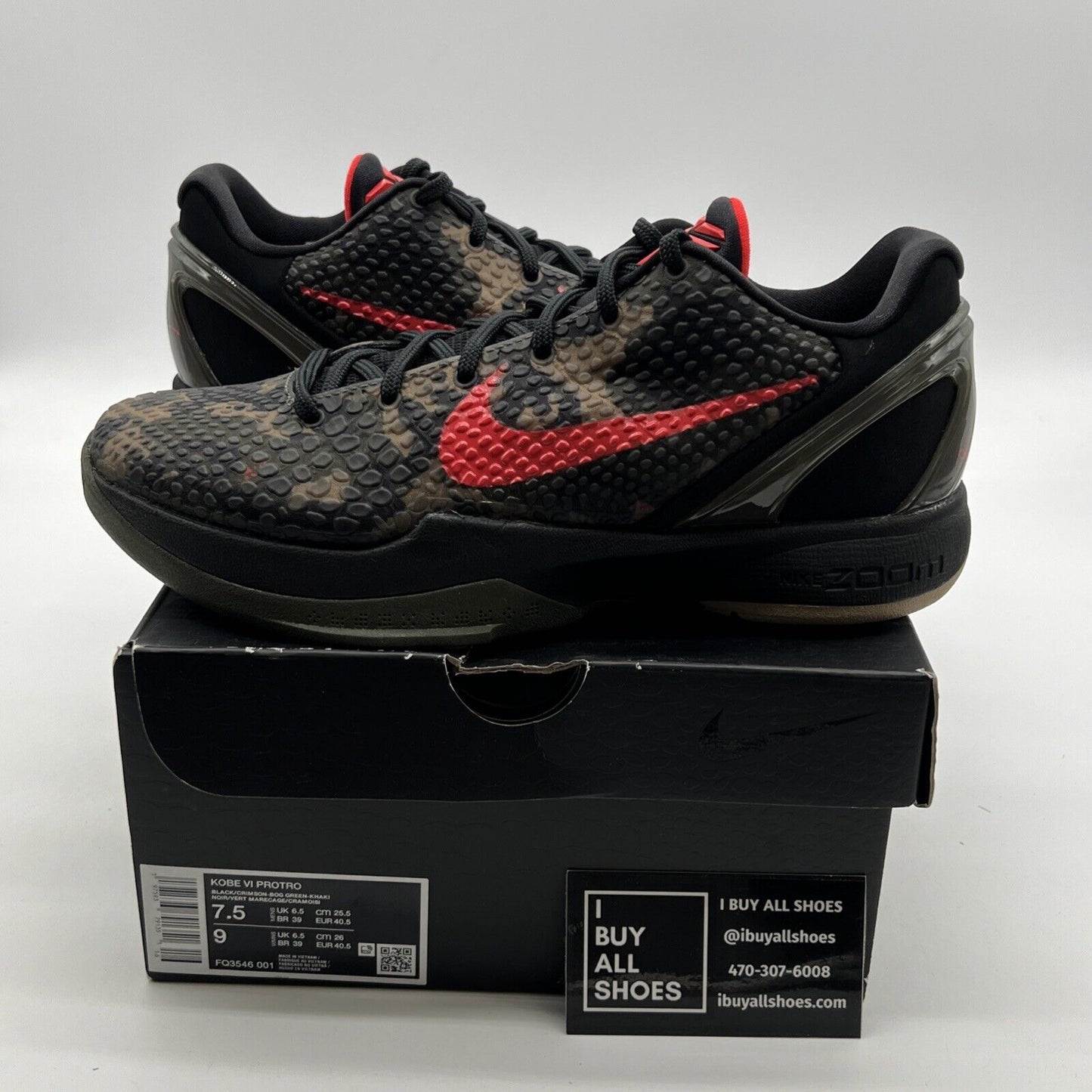 Size 7.5 - Nike Zoom Kobe 6 Protro 2024 Italian Camo (FQ3546-001)