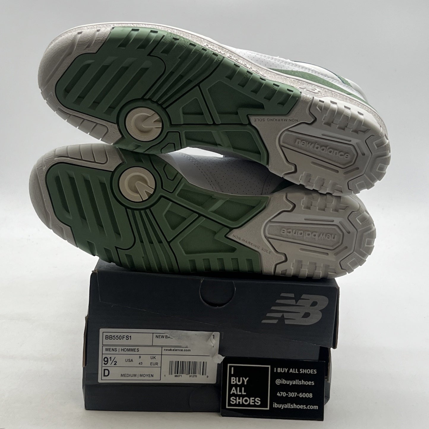 Size 9.5 - New Balance 550 White Mint Green (BB550FS1)
