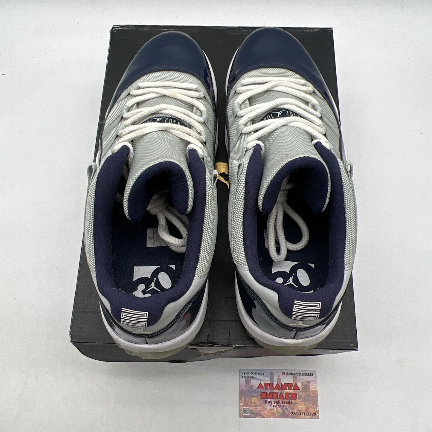 Size 12 - Air Jordan 11 Retro Low Georgetown Grey Navy Leather (528895-007)