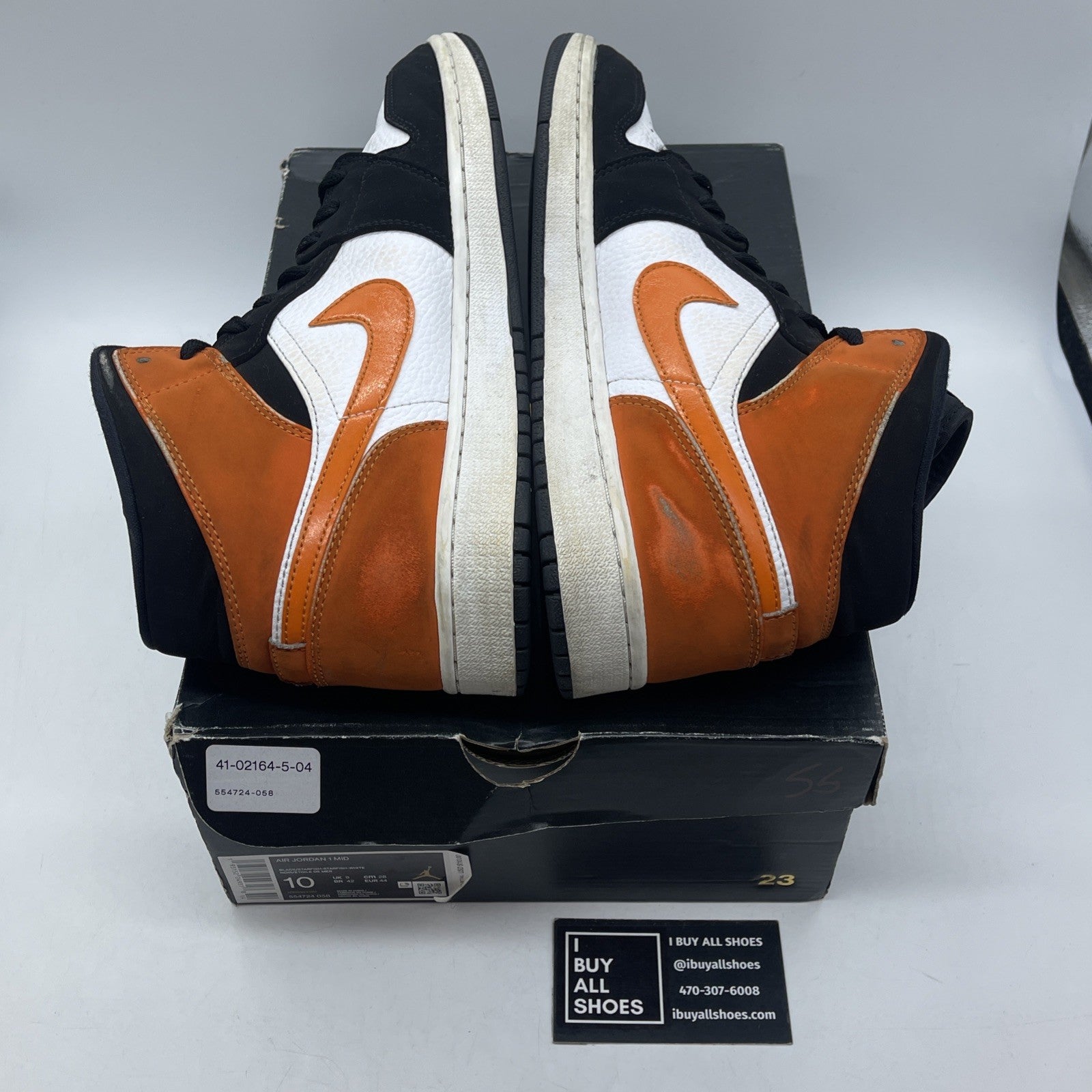 Size 10 - Air Jordan 1 Mid Shattered Backboard Orange Black Suede (554724-058)
