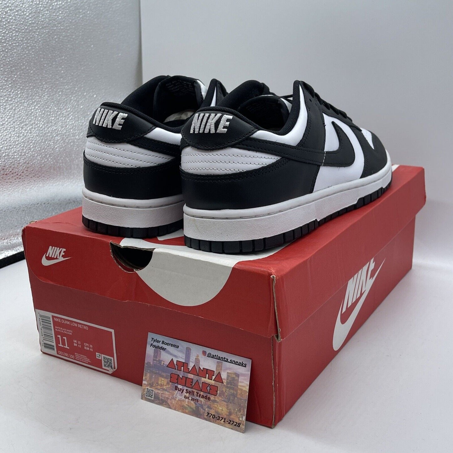 Size 11.5 - Nike Dunk Low Black White Leather (DD1391-100)