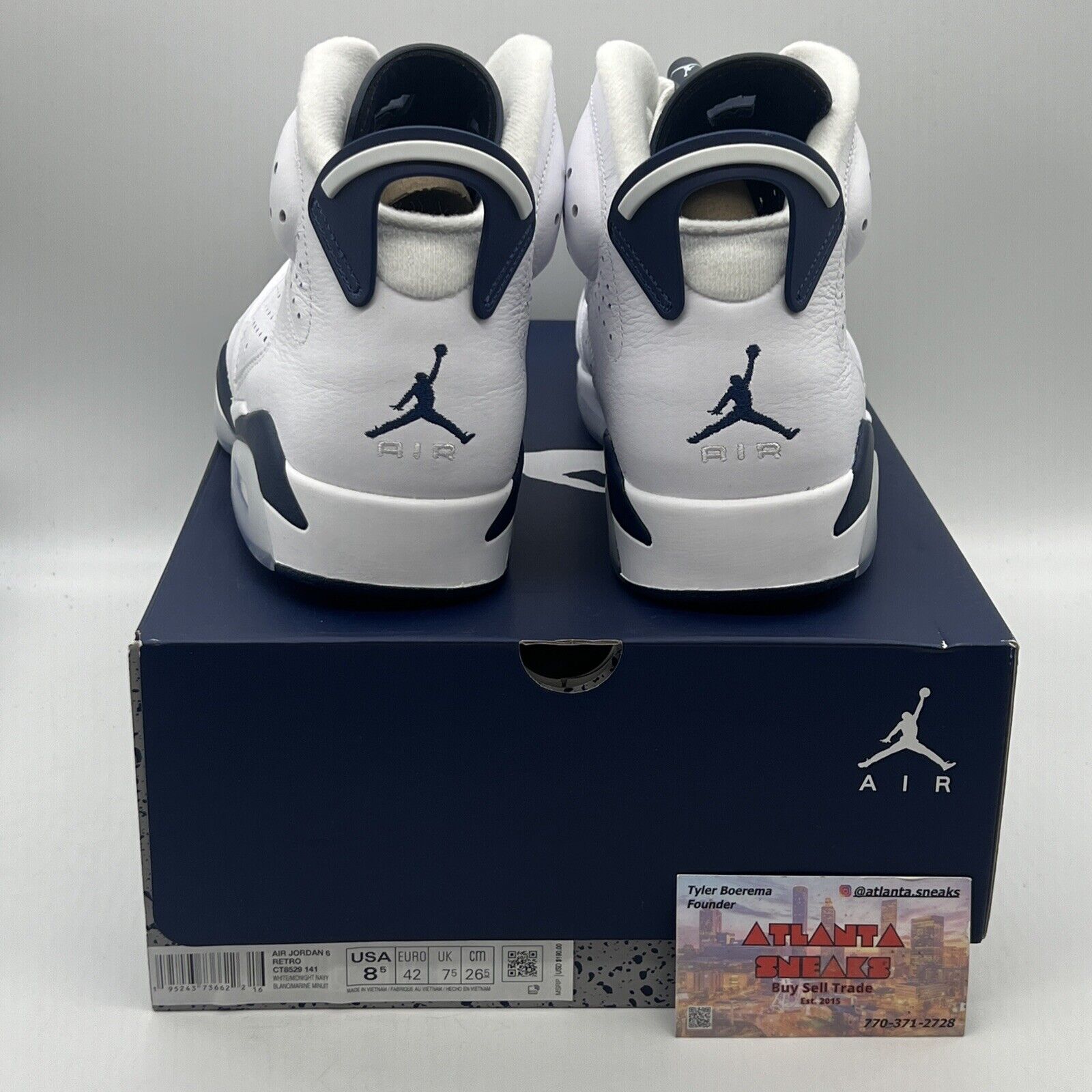 Size 8.5 - Jordan 6 Retro Midnight Navy Brand New Og All White Icey Leather DS