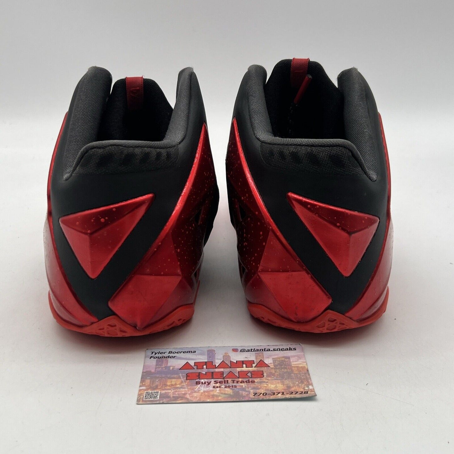 Size 11 - Nike LeBron 11 Away - Black Red Leather (616175-001)