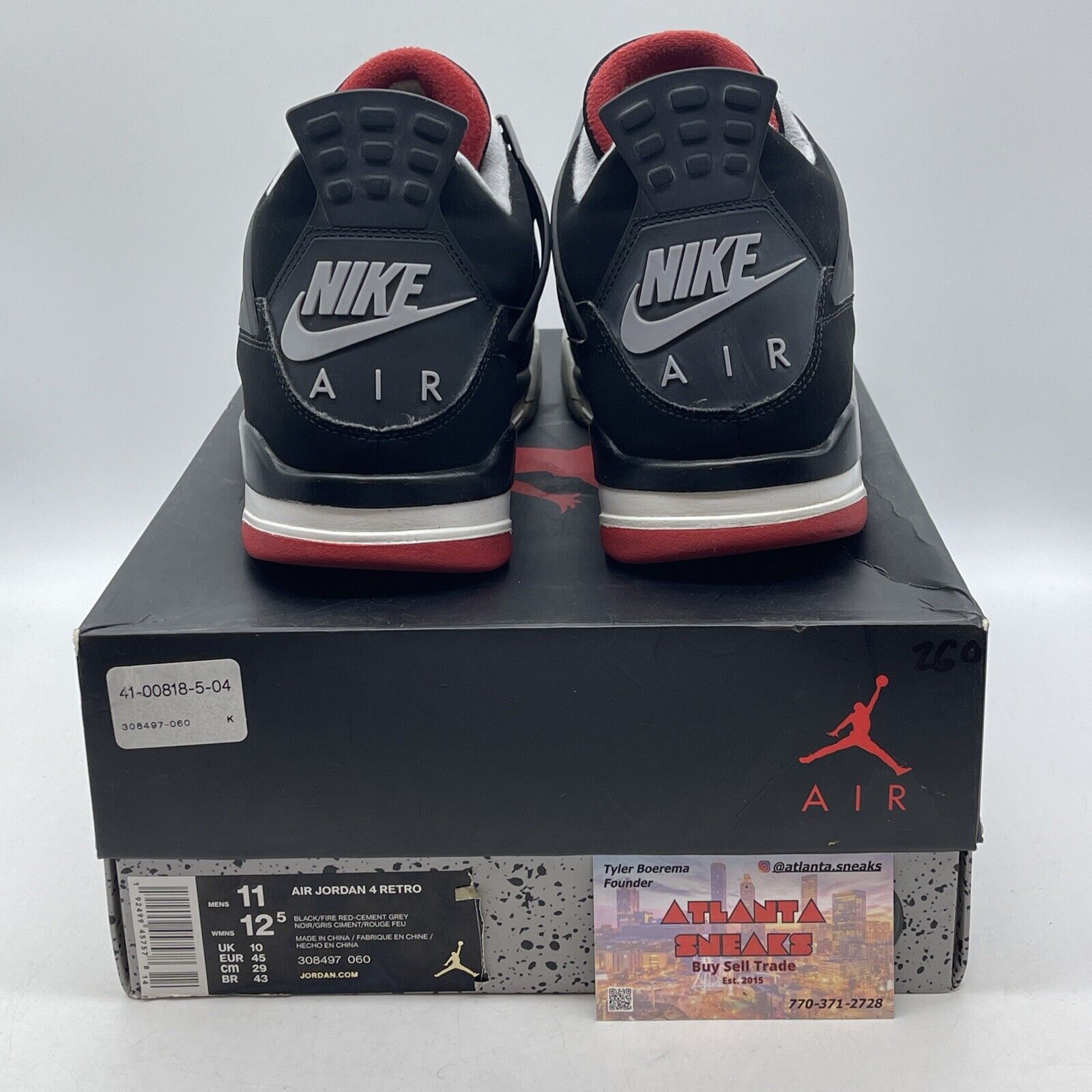 Size 11 - Air Jordan 4 Retro Bred Reimagined Black Grey Red Suede (308497-060)