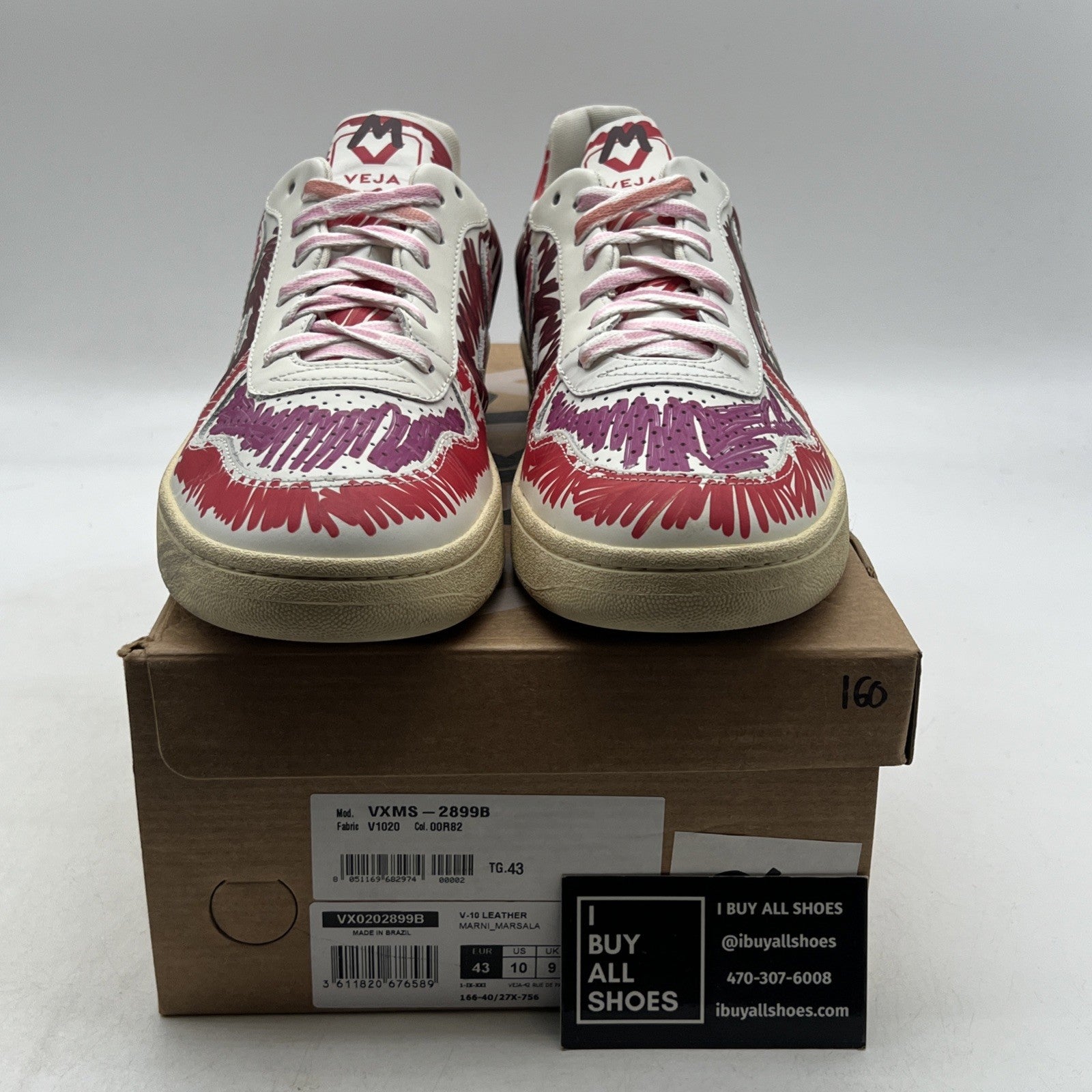 Size 10 - Marni x Veja V-10 Scribble Leather Sneakers
