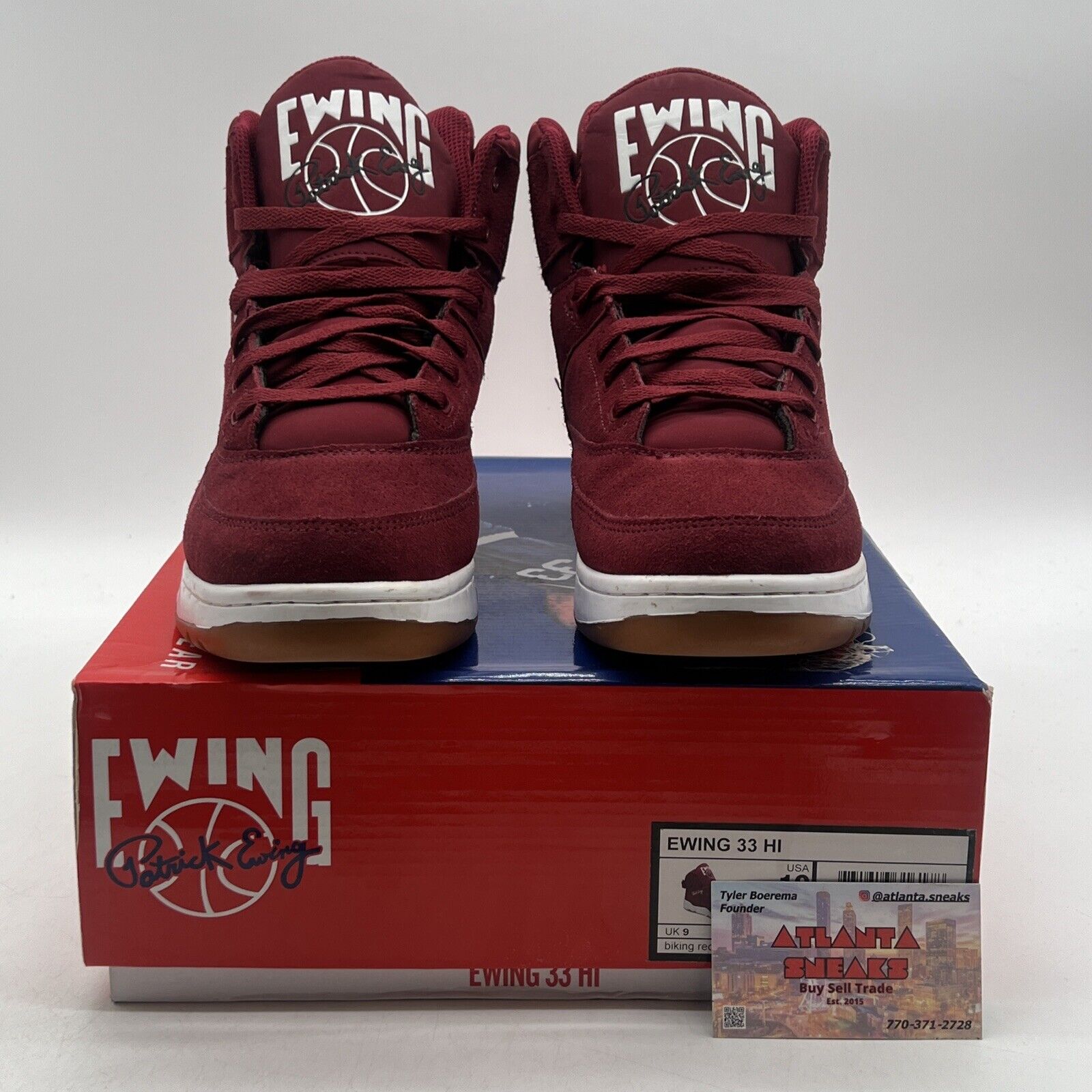 Size 10 - Ewing Athletics 33 Burgundy High-Top Sneakers (1EW90013-602)