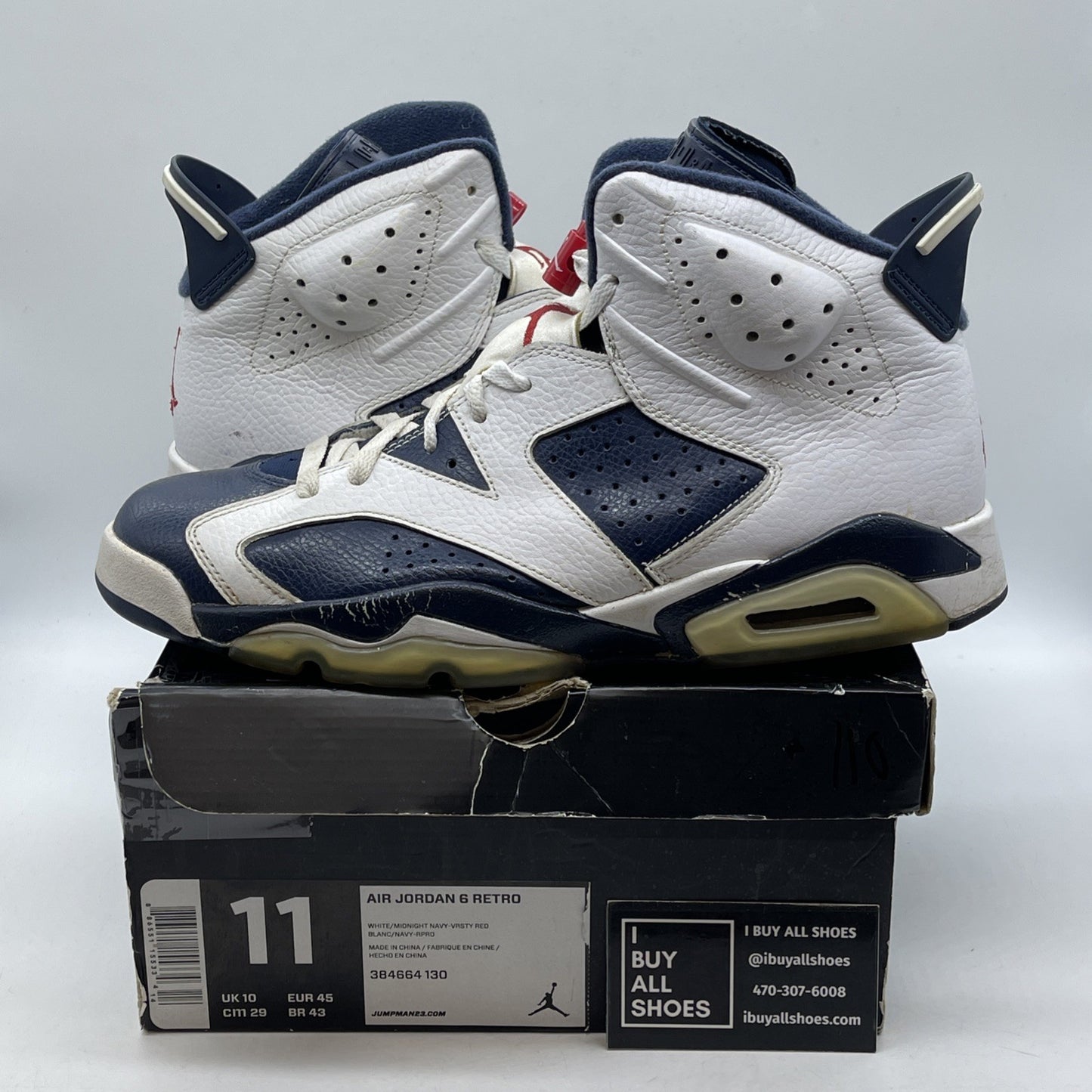 Size 11 - Air Jordan 6 Retro 2012 Olympic Blue White Leather (384664-130)