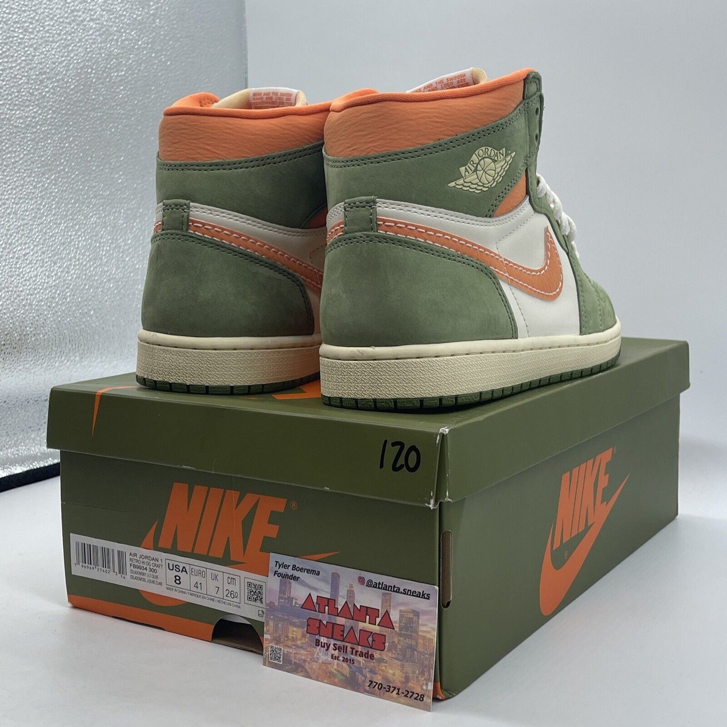 Size 8 - Air Jordan 1 Retro OG Craft High Celadon White Orange (FB9934-300)