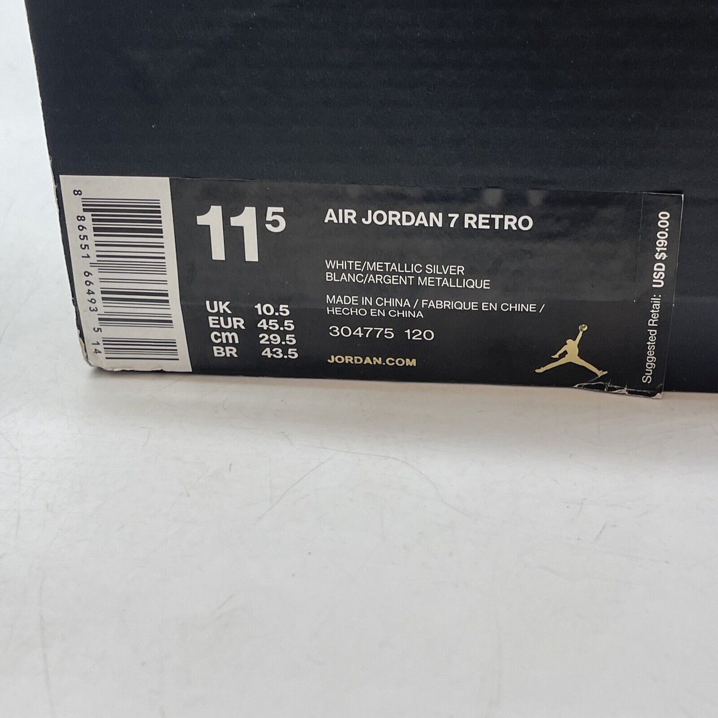 Size 11.5 - Air Jordan 7 Retro Pure Money Grey White Suede Leather (304775-120)