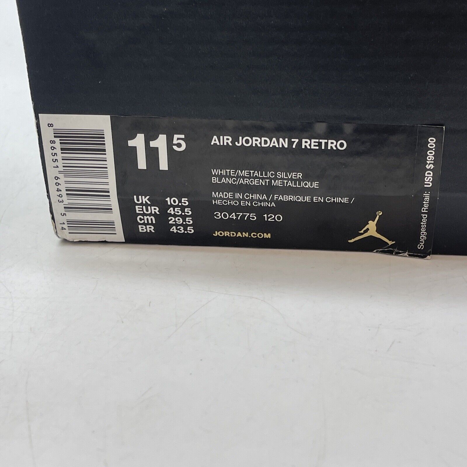 Size 11.5 - Air Jordan 7 Retro Pure Money Grey White Suede Leather (304775-120)