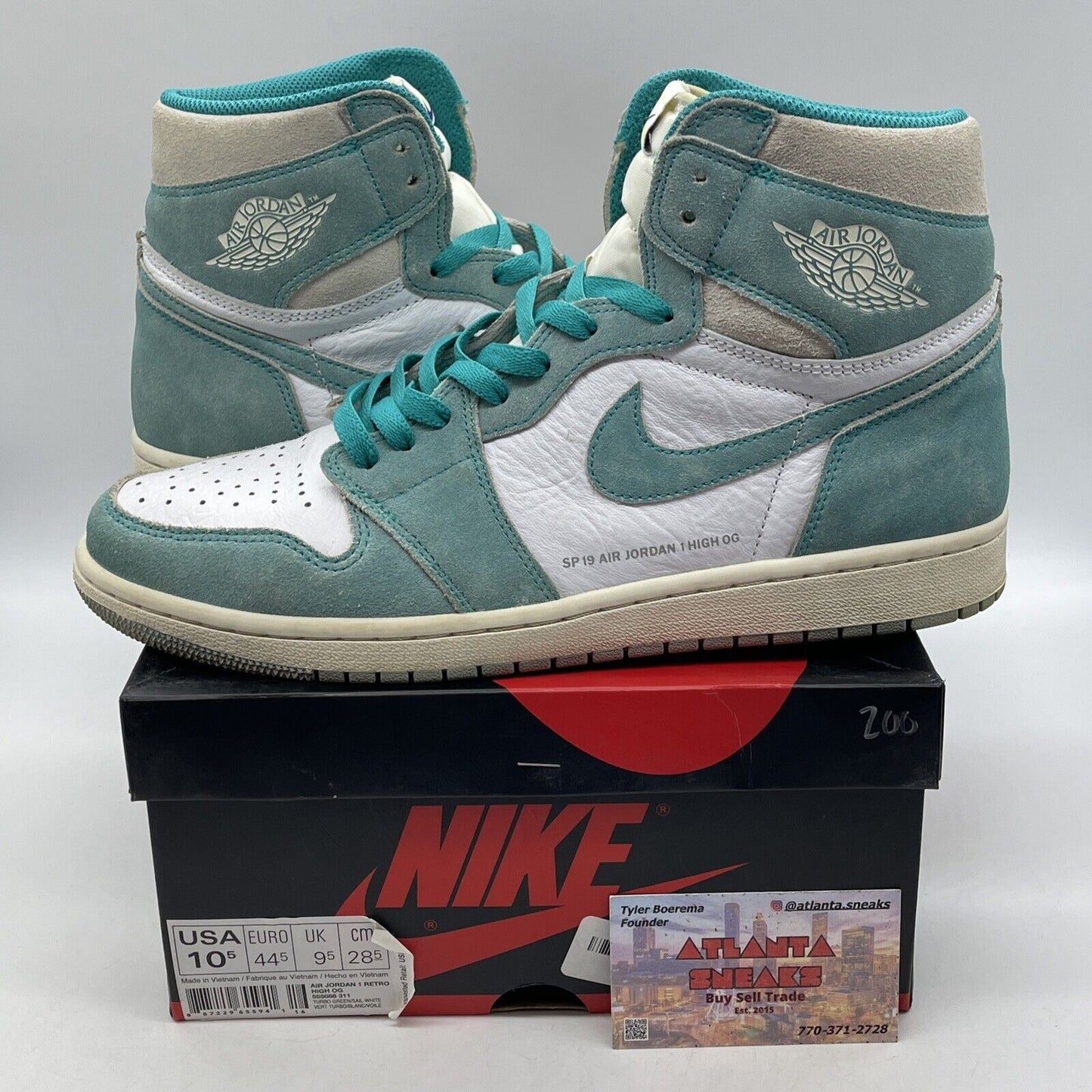 Size 10.5 - Jordan 1 Retro OG High Turbo Green Suede White Leather (555088-311)