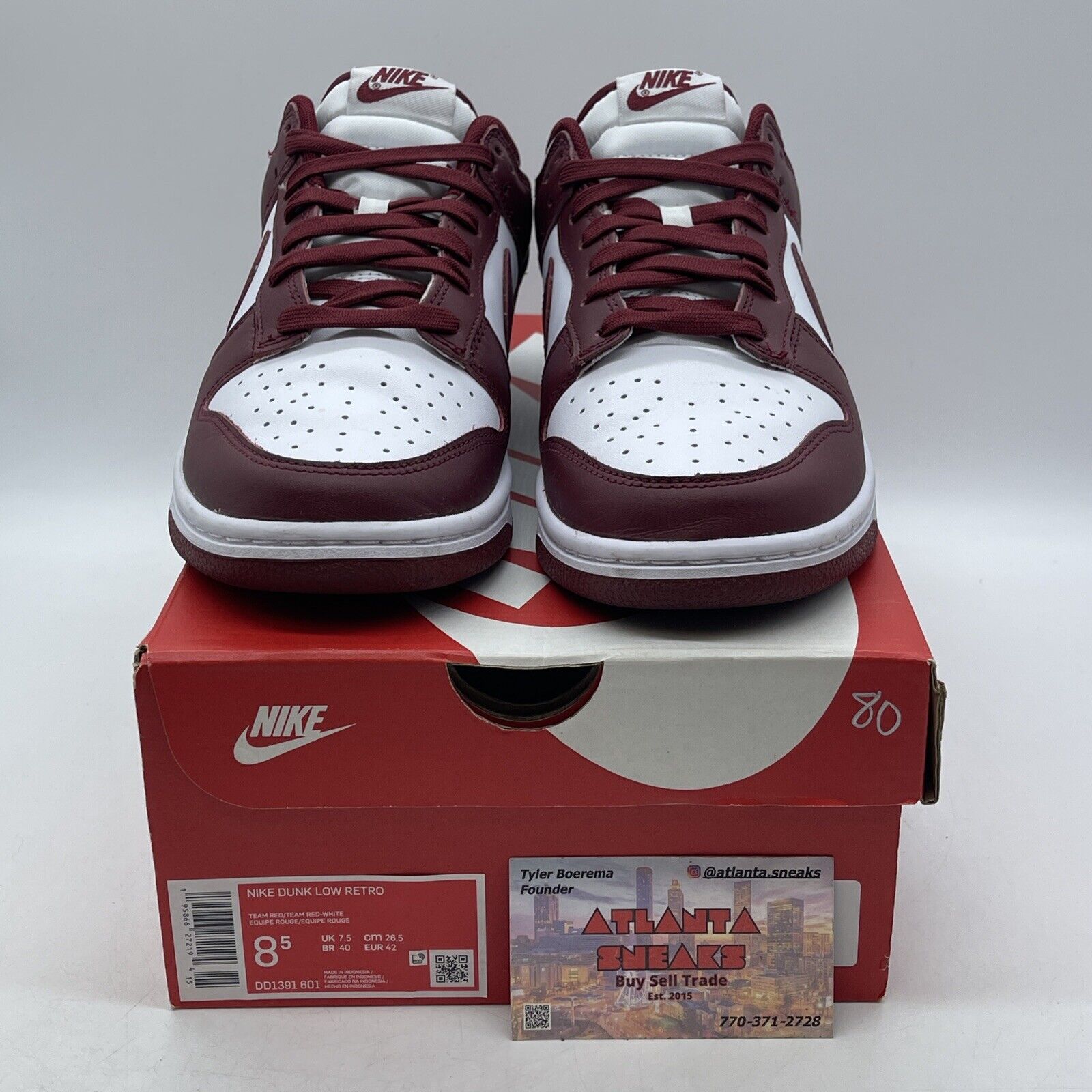 Size 8.5 - Nike Dunk Low Team Red White Leather (DD1391-601)