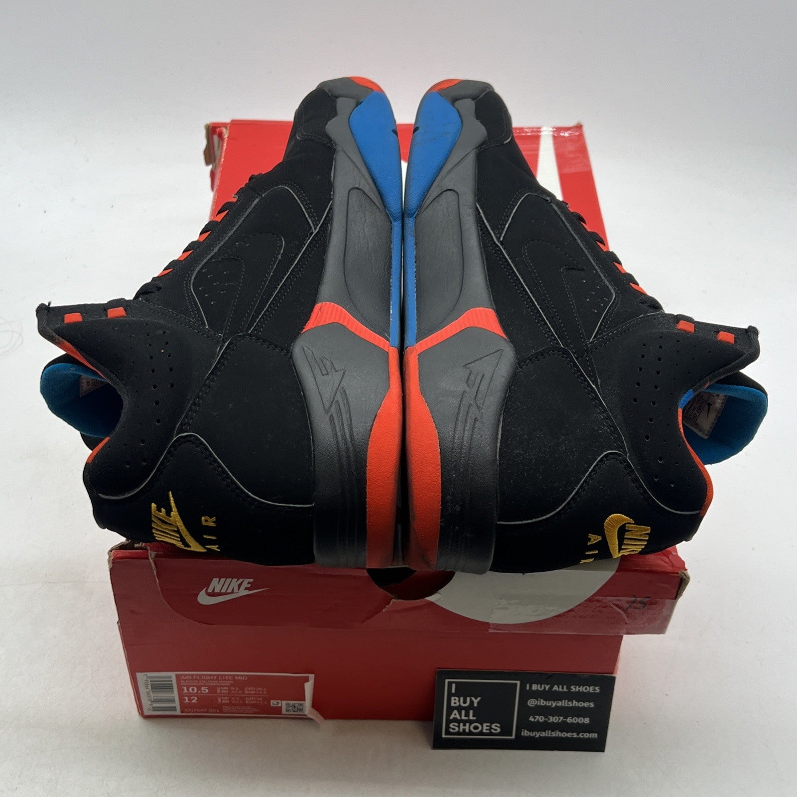 Size 10.5 - Nike Air Flight Lite Mid Black Team Orange (DQ7687-001)