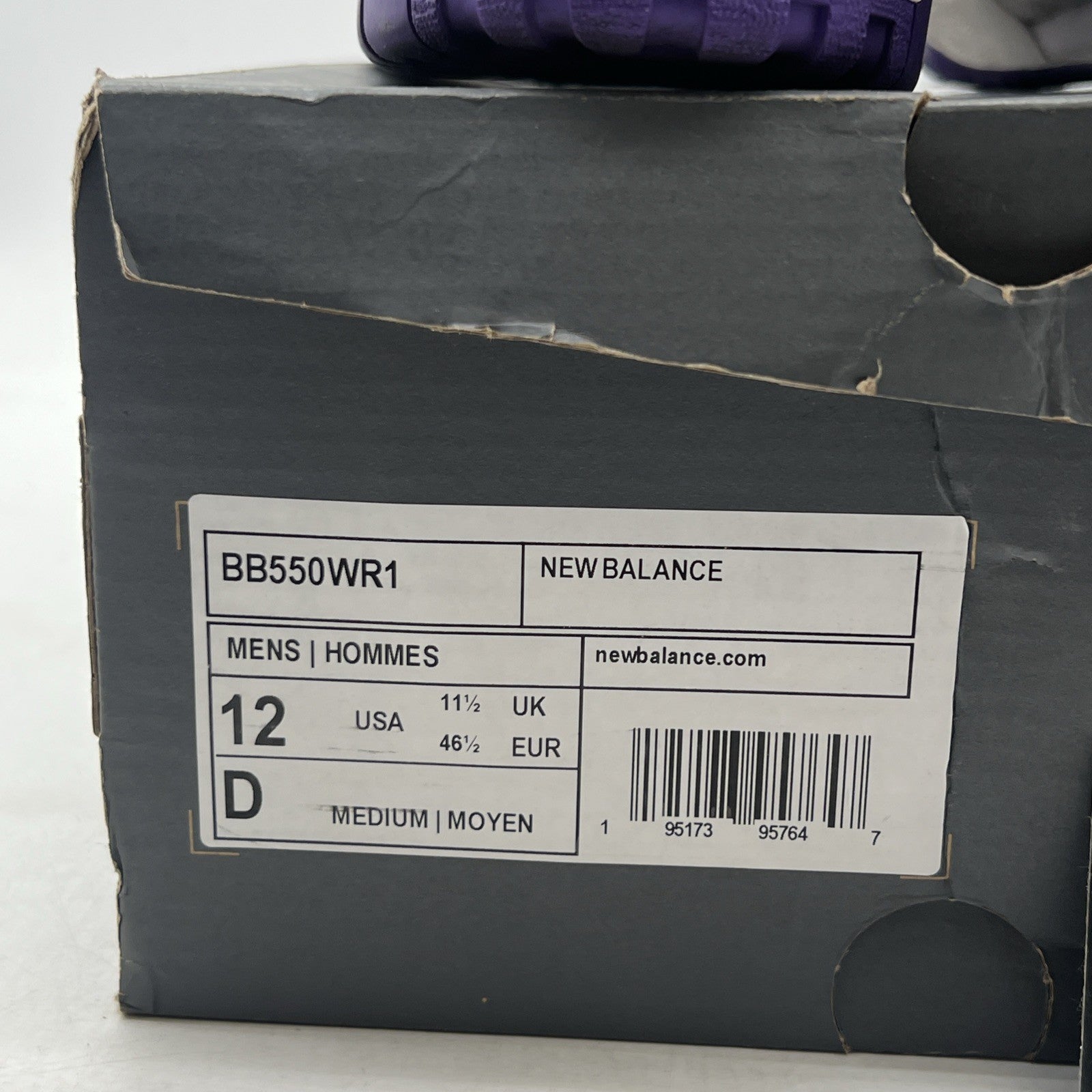 Size 12 - New Balance 550 White Purple (BB550WR1)