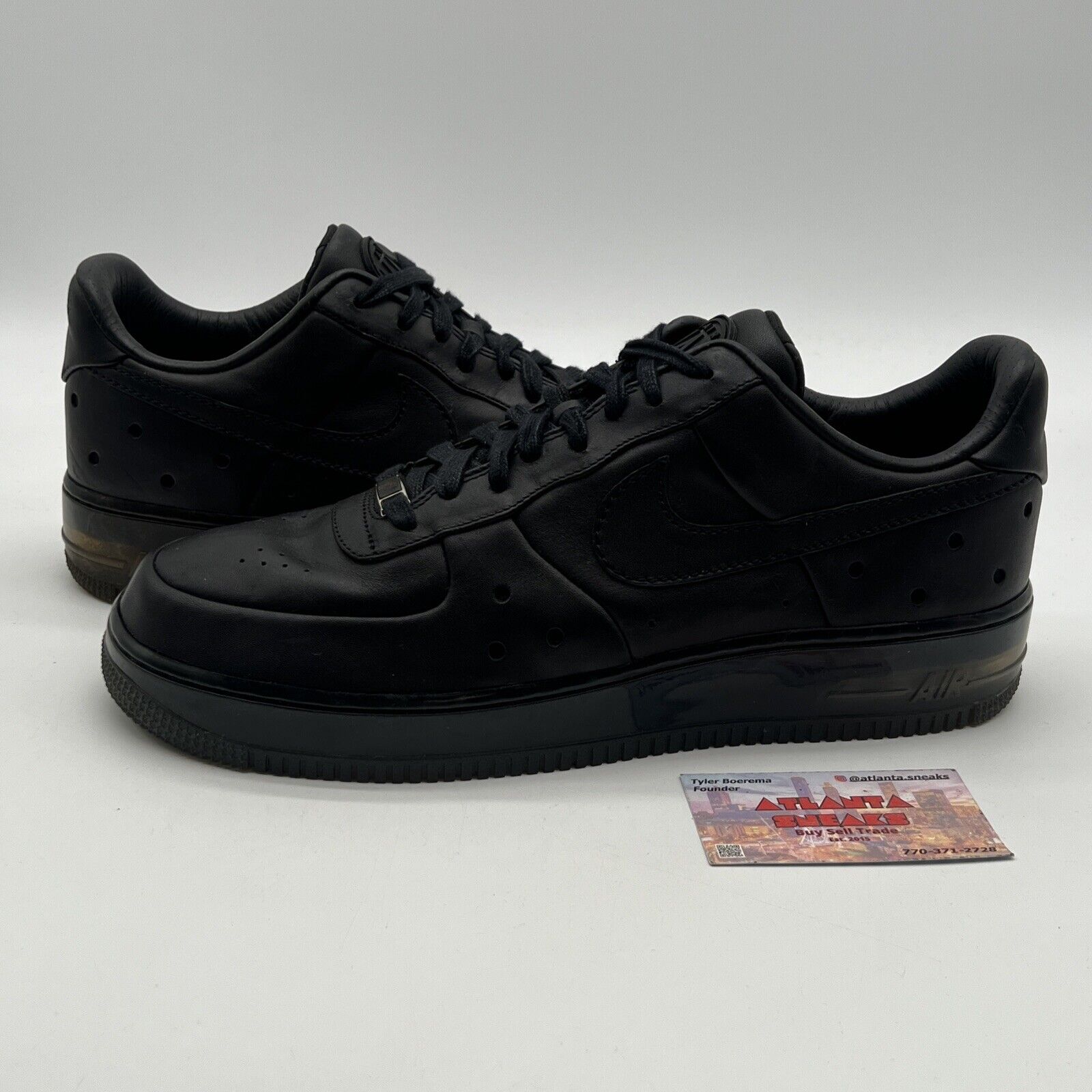 Size 12 - Nike Air Force 1 Supreme Max Air Cb Low Black Leather (317262-001)