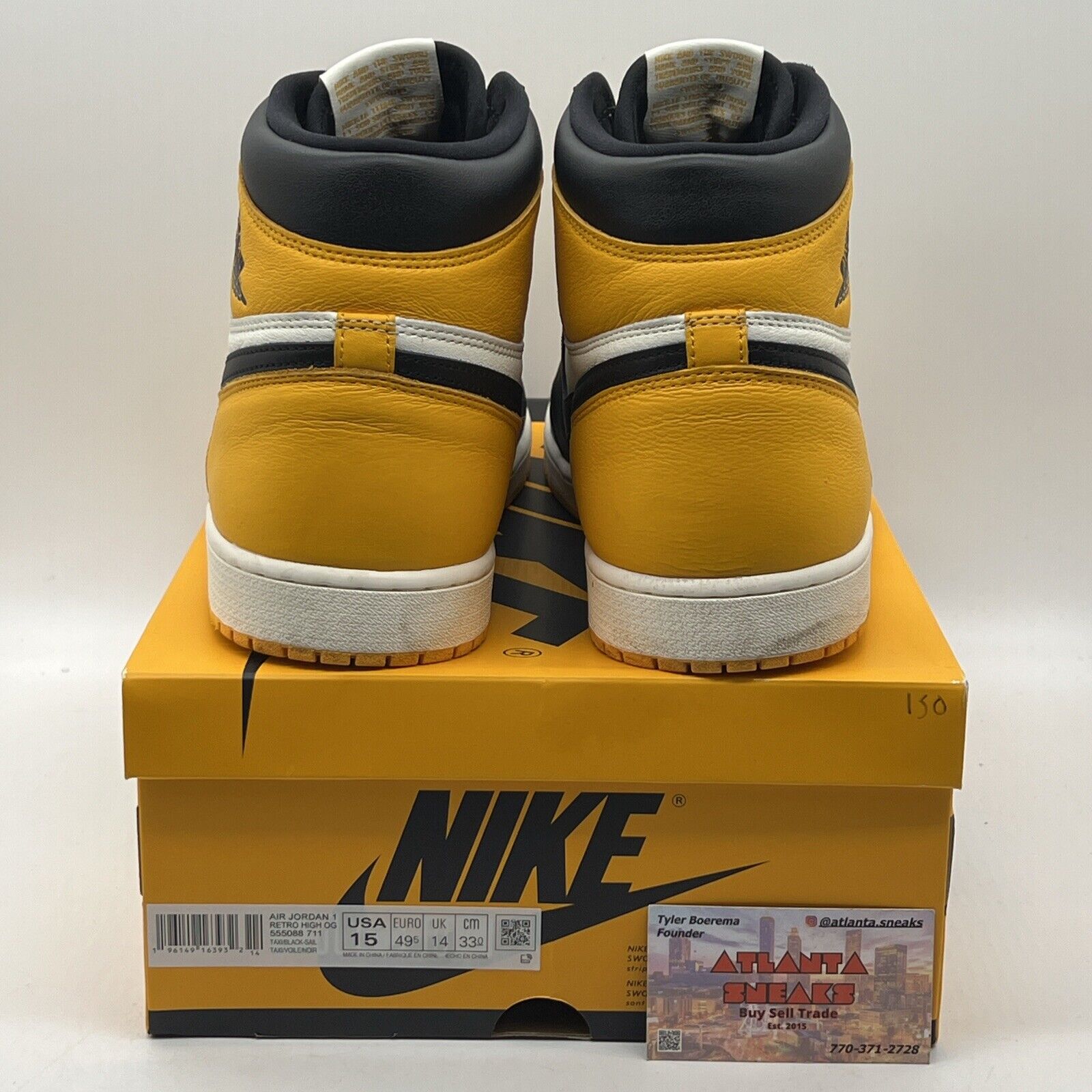 Size 15 - Jordan 1 Retro OG High Yellow Toe Black White Leather (555088-711)