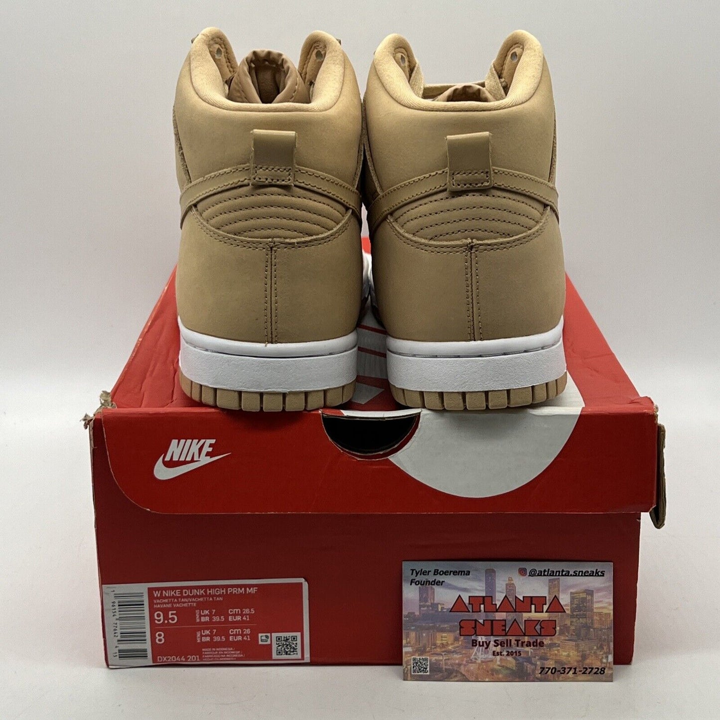 Size 9.5 - Nike Dunk Premium High Vachetta Tan W Suede White  (DX2044-201)