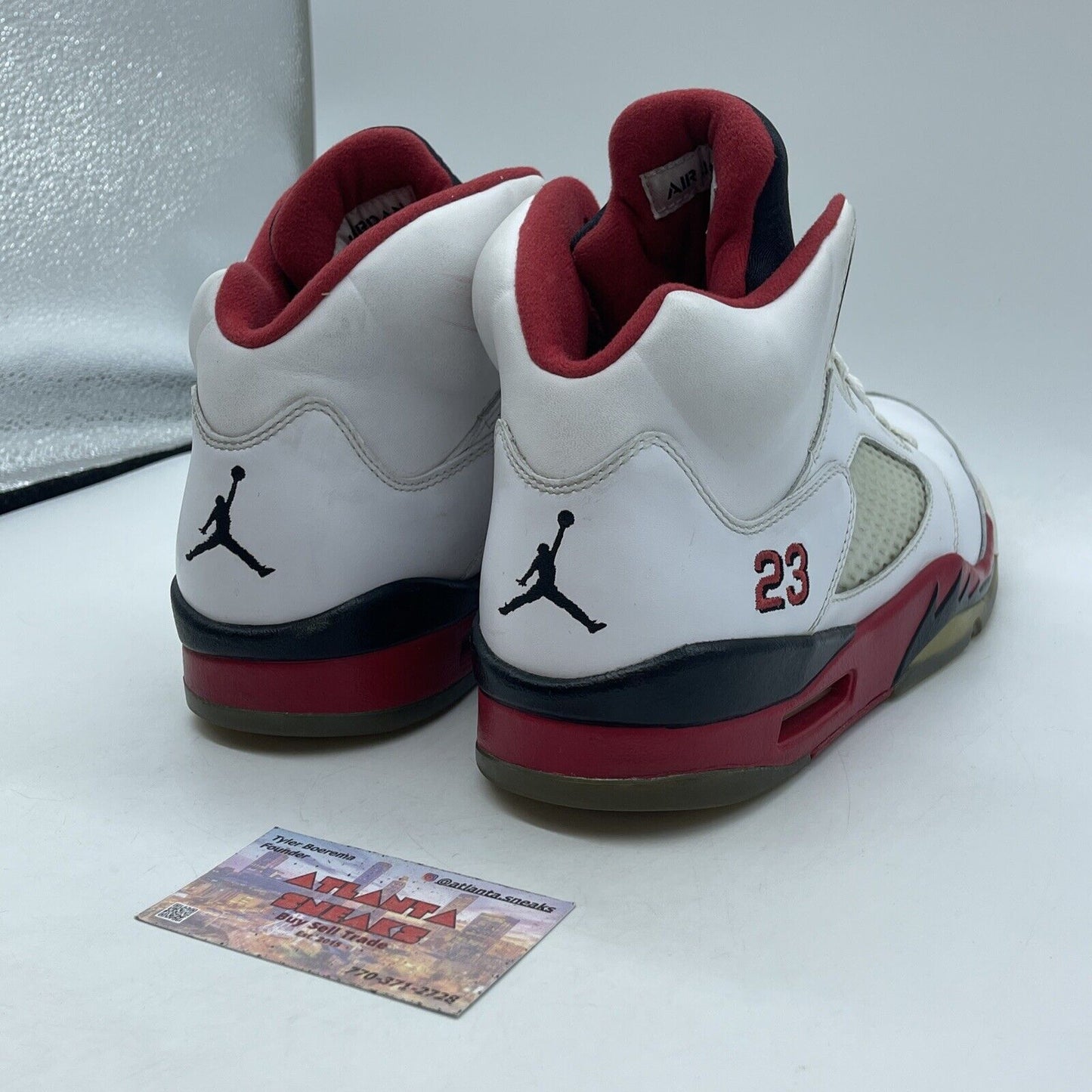 Size 9.5 - Air Jordan 5 Retro 2013 Fire Red Black White Leather (136027-120)