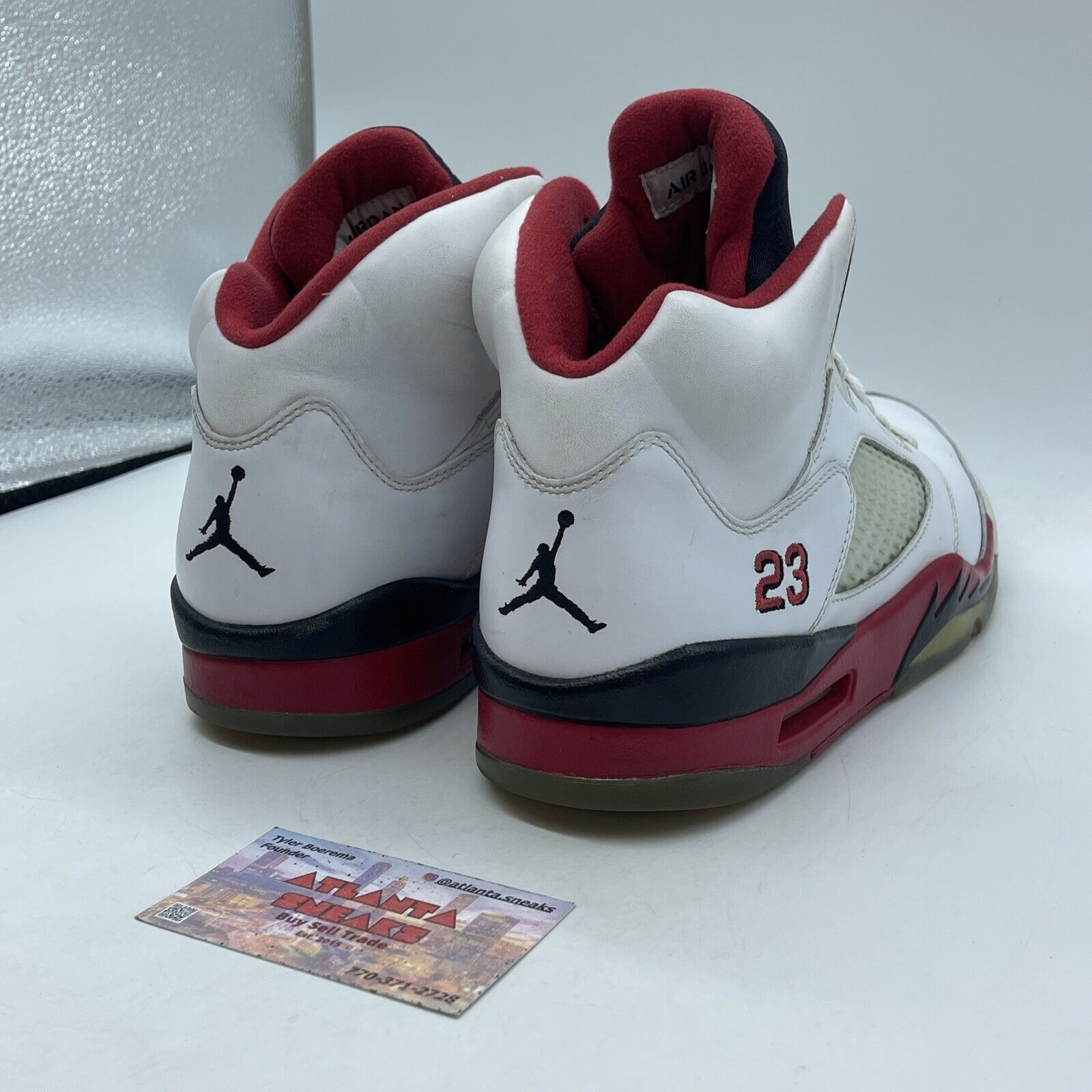 Size 9.5 - Air Jordan 5 Retro 2013 Fire Red Black White Leather (136027-120)