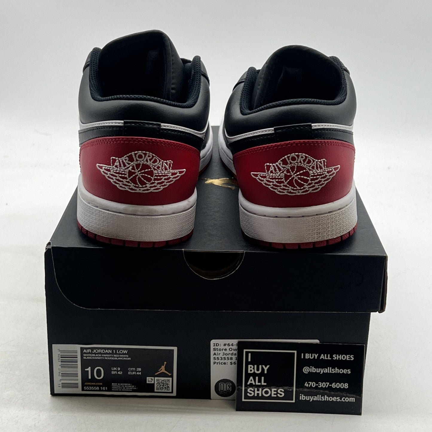 Size 10 - Air Jordan 1 Low Bred Toe 2.0 (553558-161)