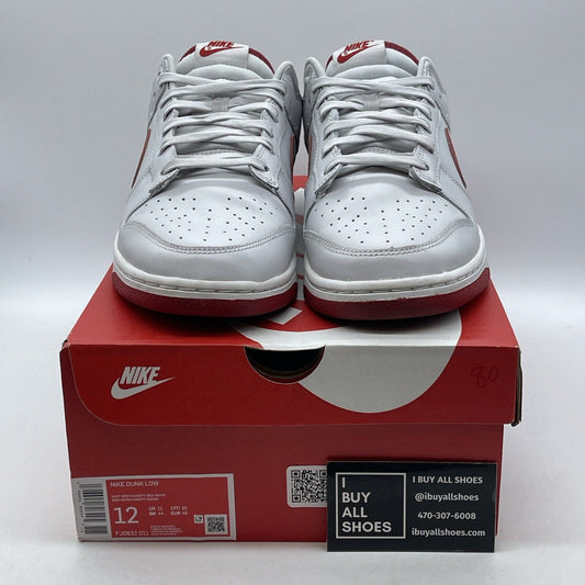 Size 12 - Dunk Low Vast Grey Varsity Red White Leather (FJ0832-011)