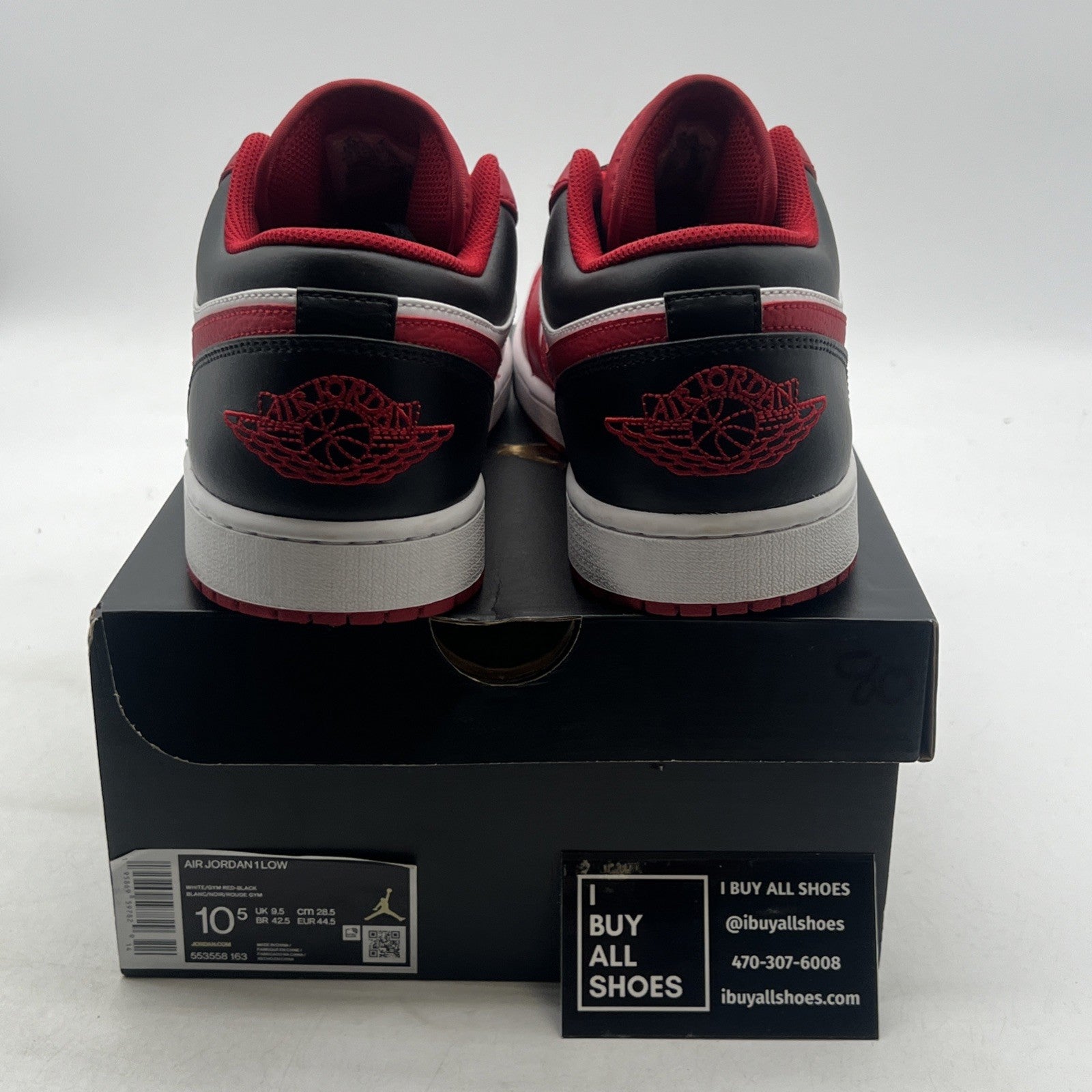 Size 10.5 - Air Jordan 1 Low Reverse Black Toe (553558-163)