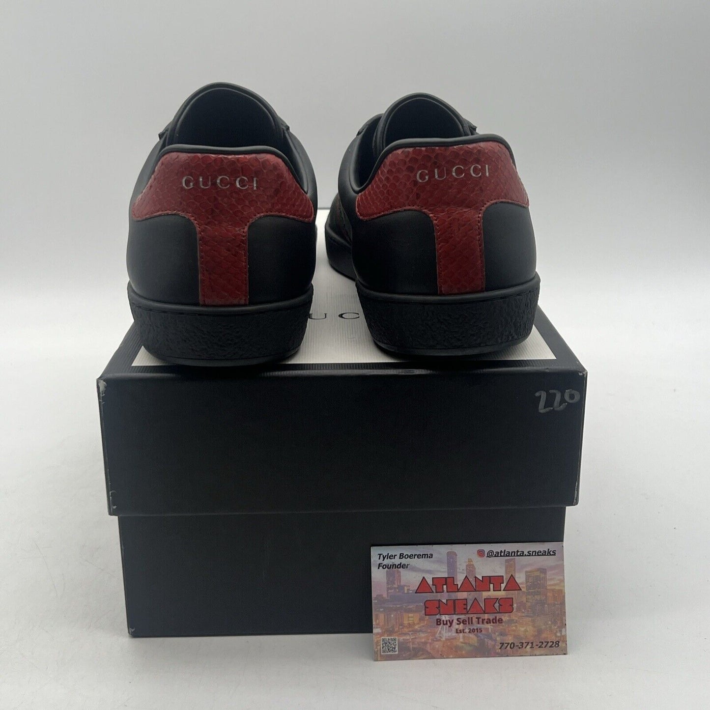 Size 9.5 - Gucci Ace Leather Black Red Green Leather