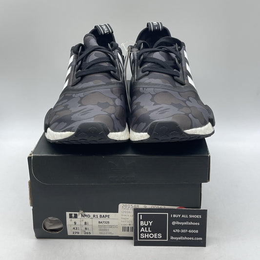 Size 9 - A Bathing Ape x Adidas NMD_R1 Black Camo (BA7325)