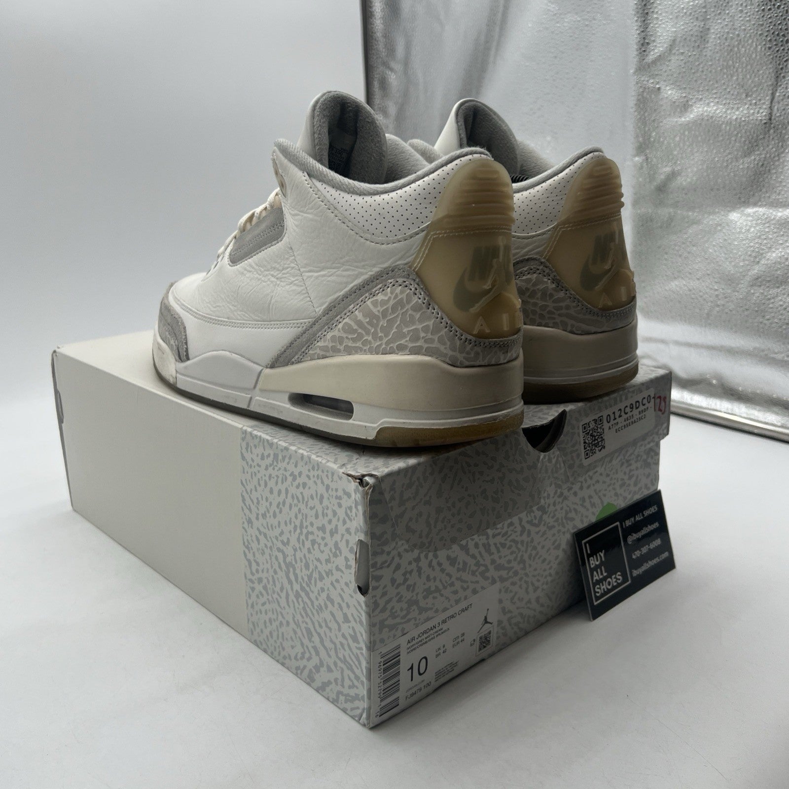 Size 10 - Air Jordan 3 Retro Craft Ivory/Grey White Leather (FJ9579-100)