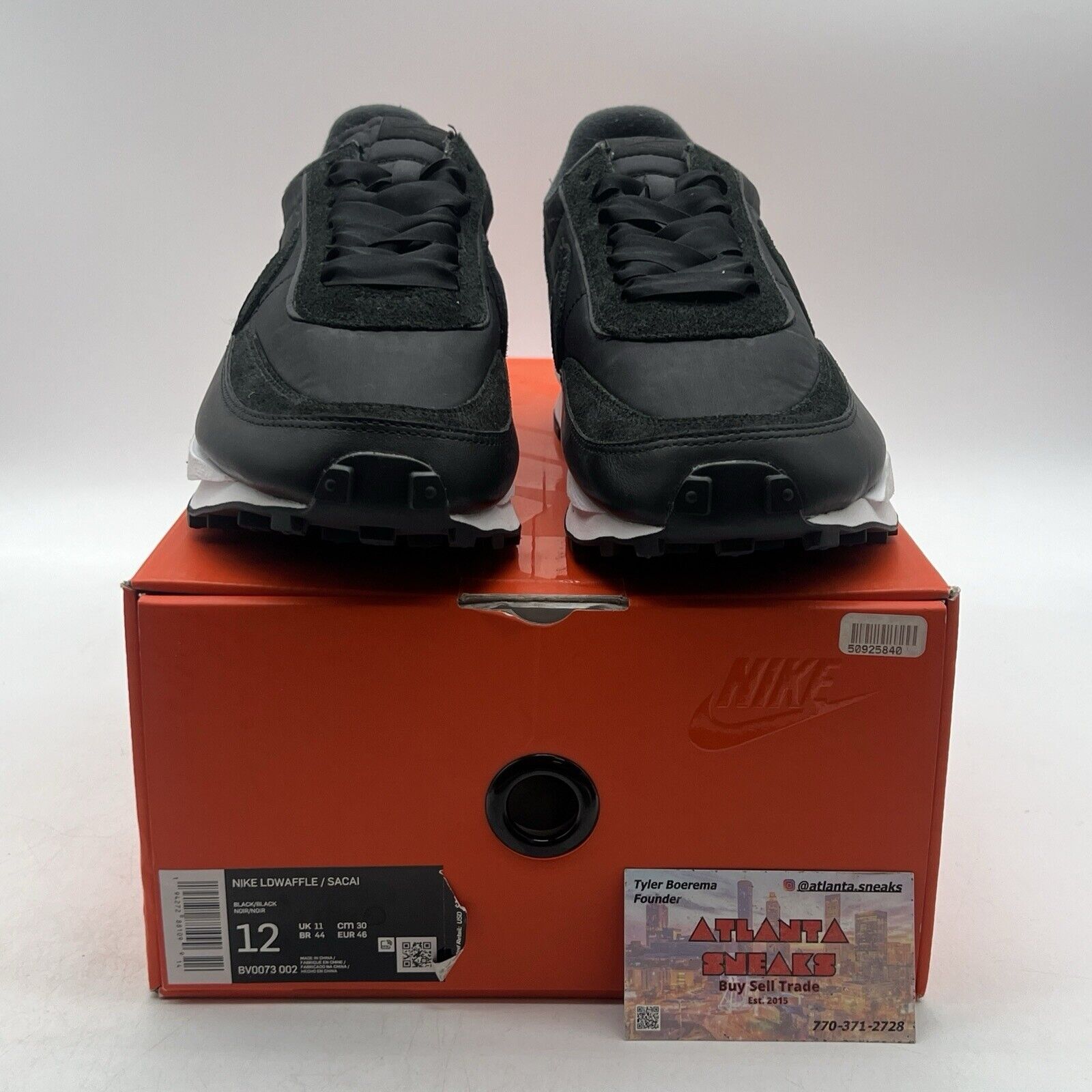 Size 12 - Nike sacai x LDWaffle Black Nylon