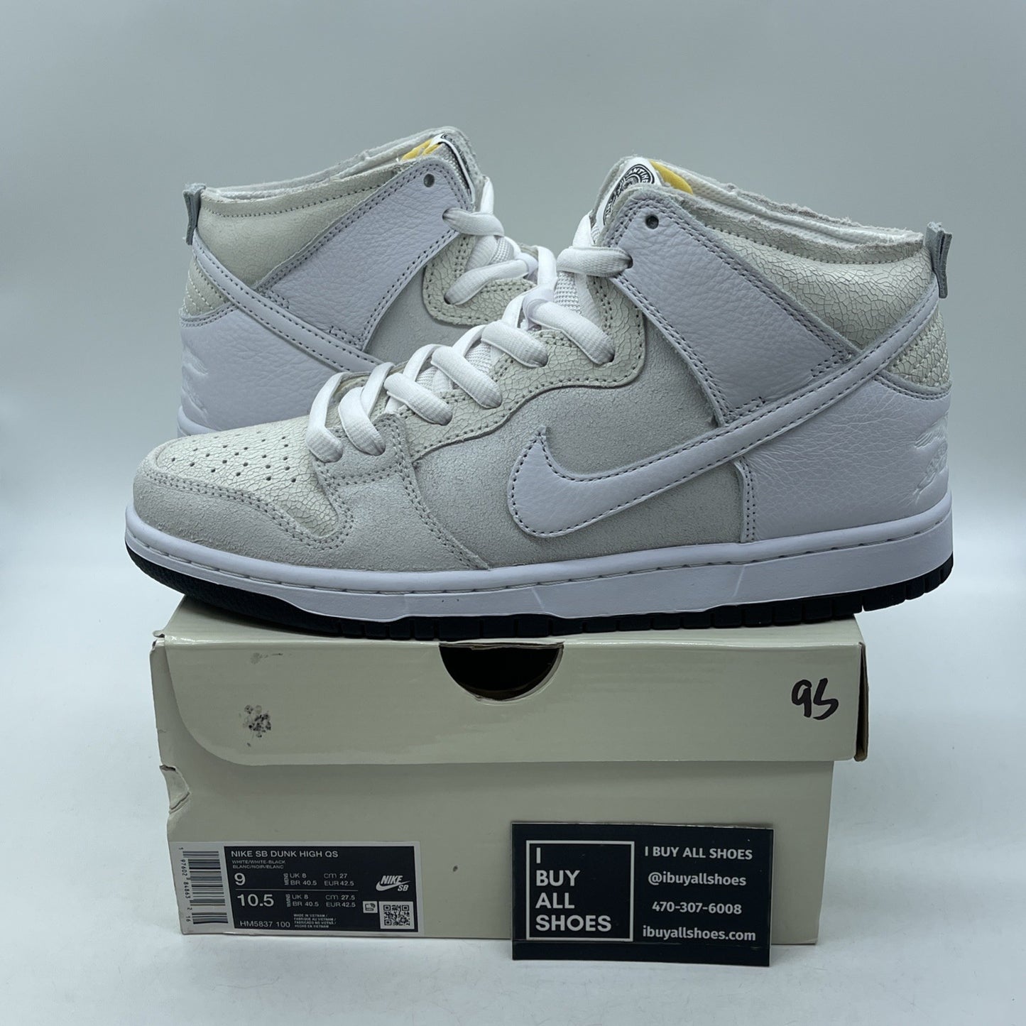 Size 9 - Nike AntiHero x Dunk SB High White Black Suede Leather (HM5837-100)