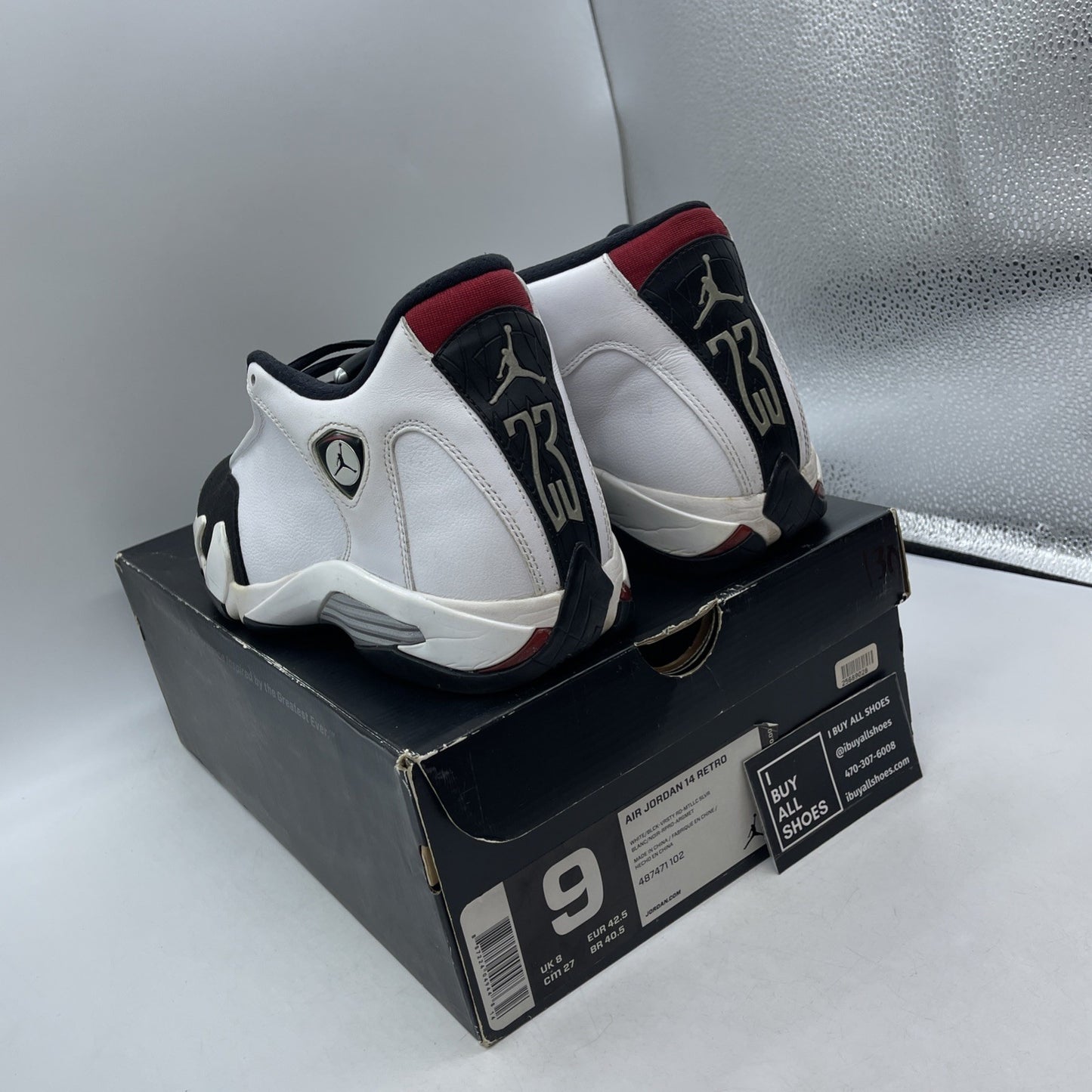 Size 9 - Air Jordan 14 Retro 2014 Black Toe (487471-102)