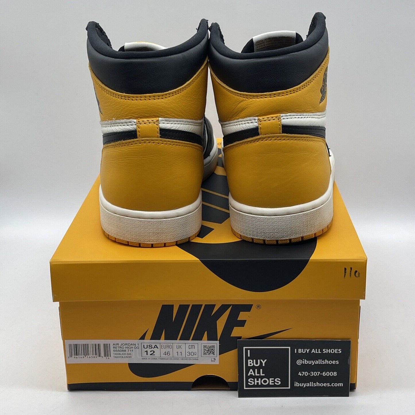 Size 12 - Jordan 1 Retro OG High Yellow Toe White Black Leather (555088-711)