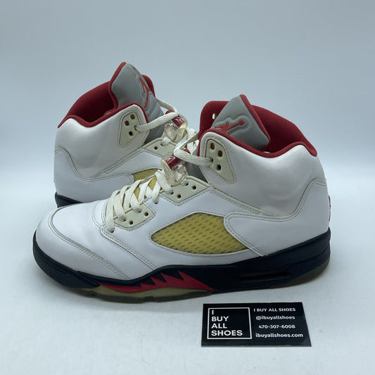 Size 10 - Air Jordan 5 Retro 2013 Fire Red Black White Leather (136027-100)