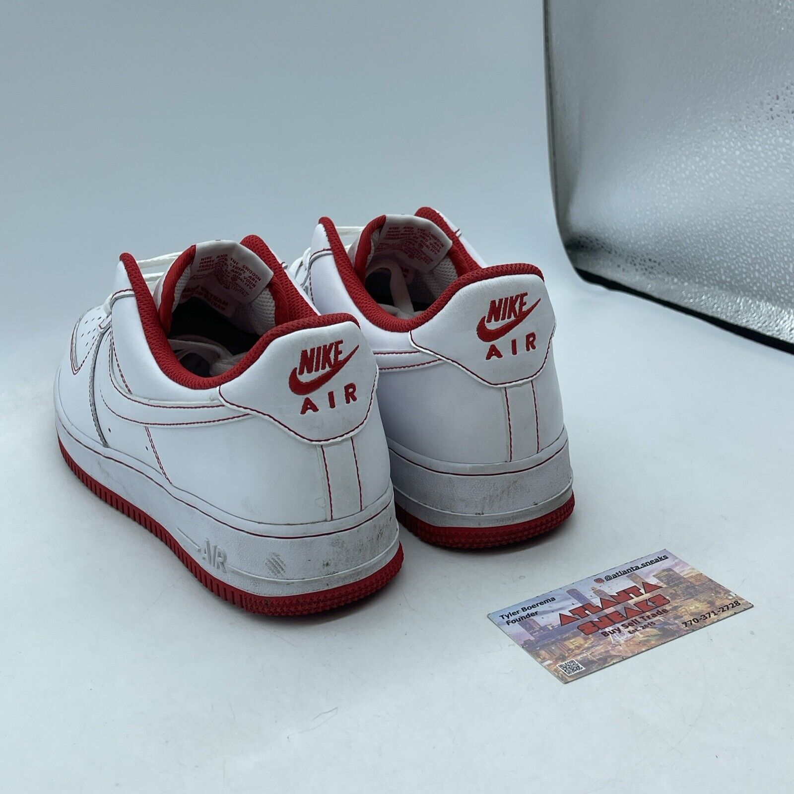 Size 10.5 - Nike Air Force 1 Contrast Stitch White University Red (CV1724-100)