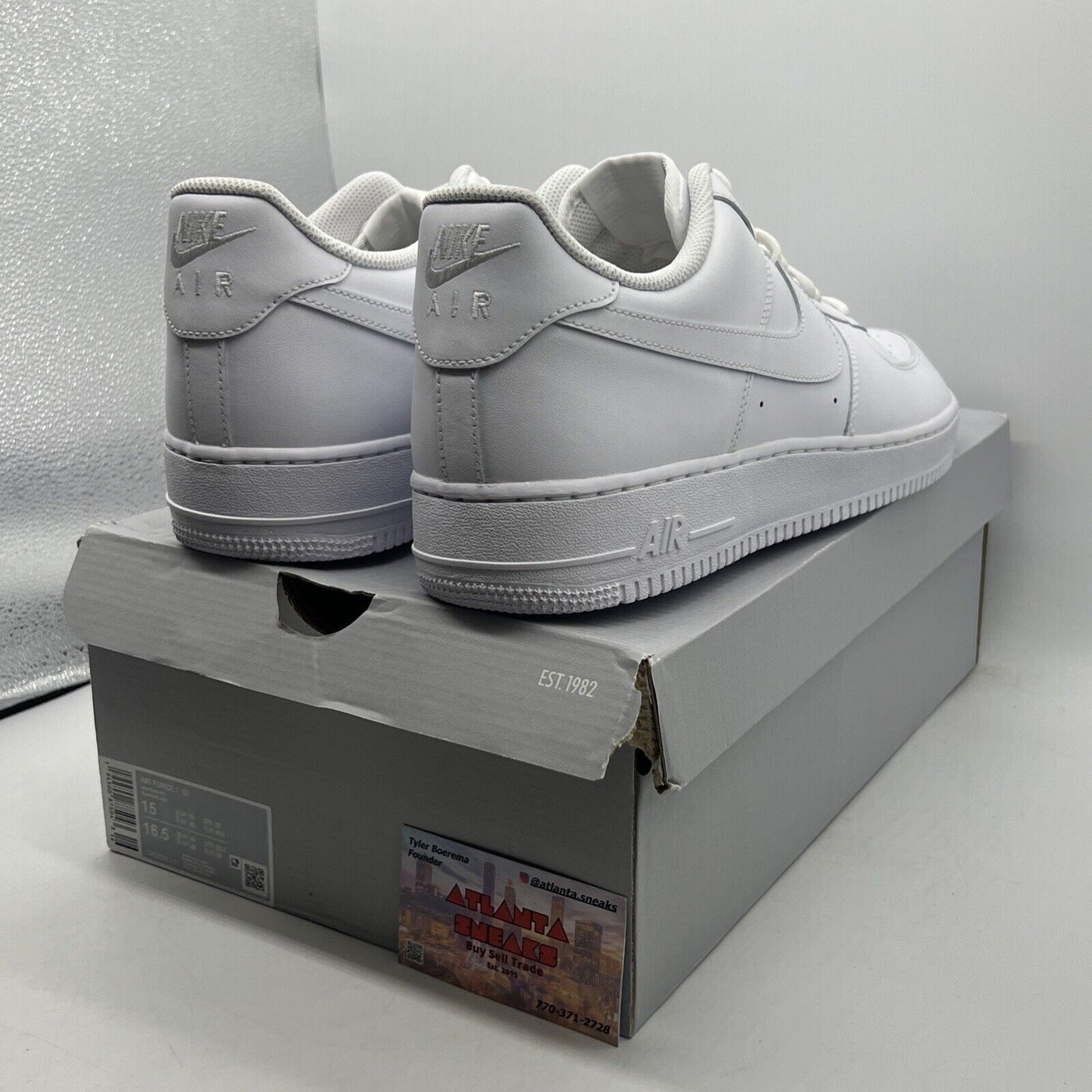 Size 15 - Nike Air Force 1 '07 Low Triple White Leather (CW2288-111)