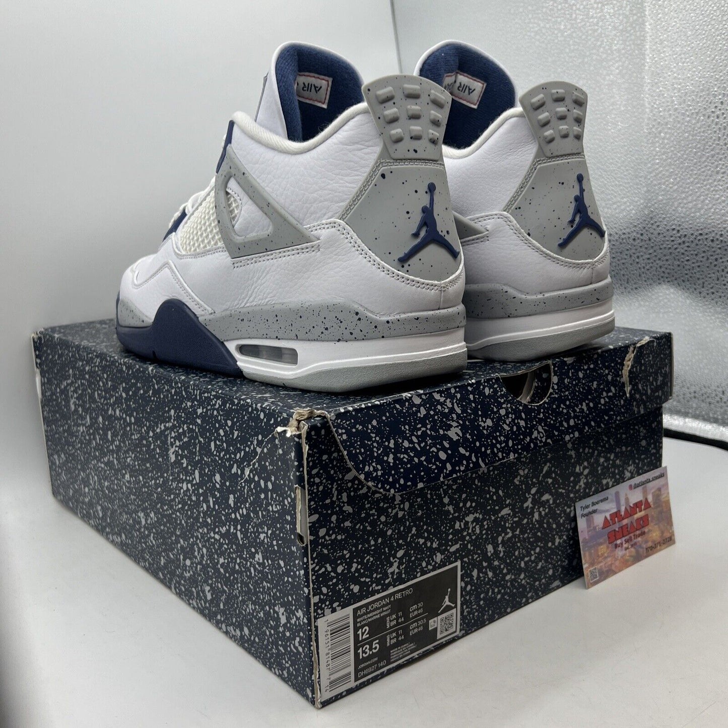 Size 12 - Jordan 4 Retro Mid Midnight Navy White Leather (DH6927-140)