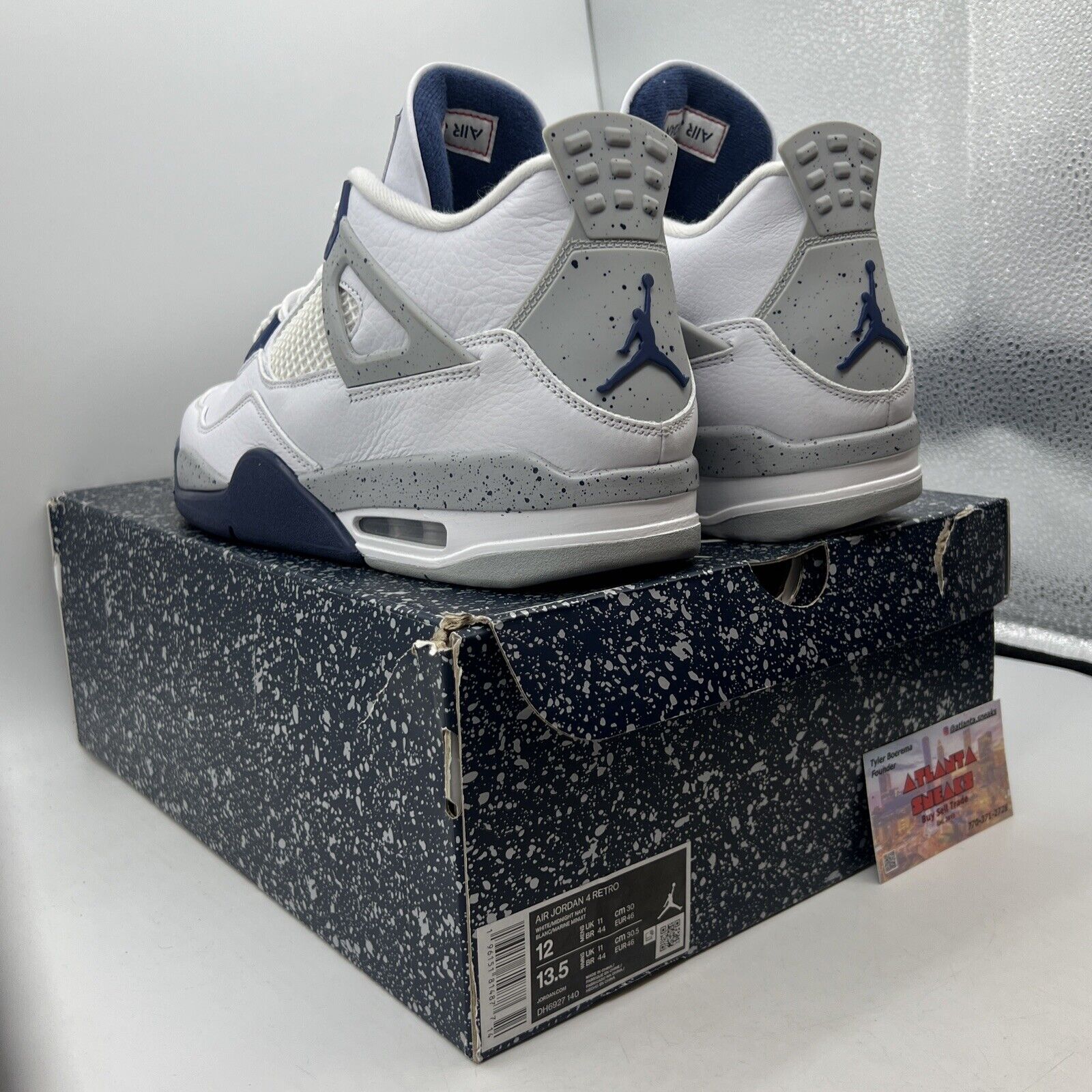Size 12 - Jordan 4 Retro Mid Midnight Navy White Leather (DH6927-140)