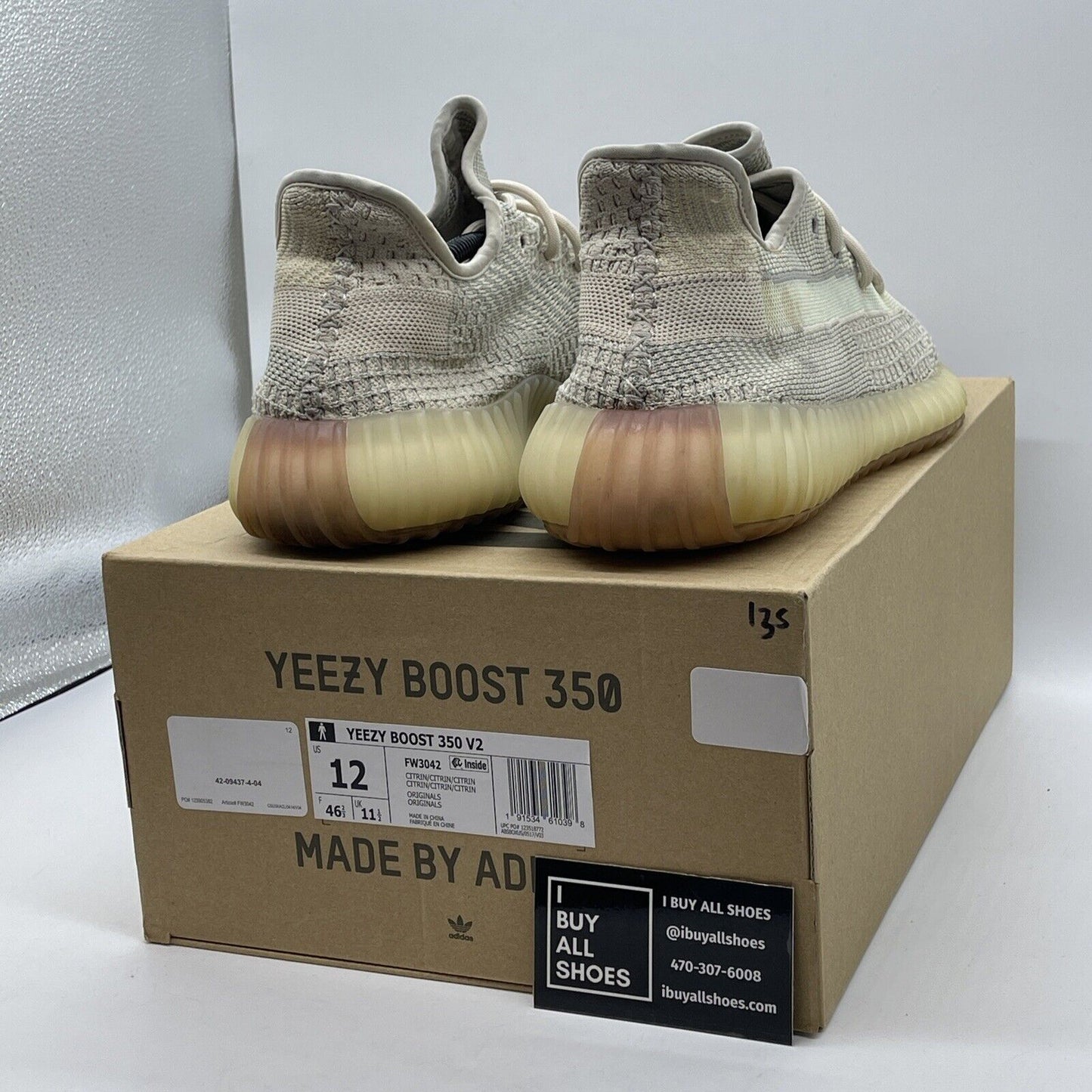 Size 12 - Yeezy Boost 350 V2 Citrin Non-Reflective Blue White Suede (FW3042)