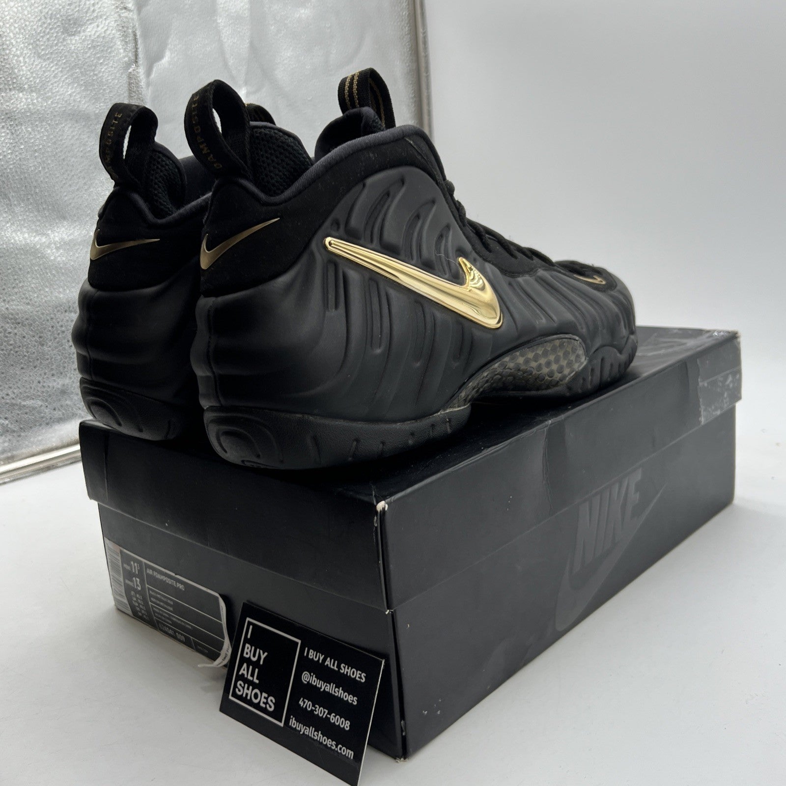Size 11.5 - Nike Air Foamposite Pro Black Metallic Gold (624041-009)