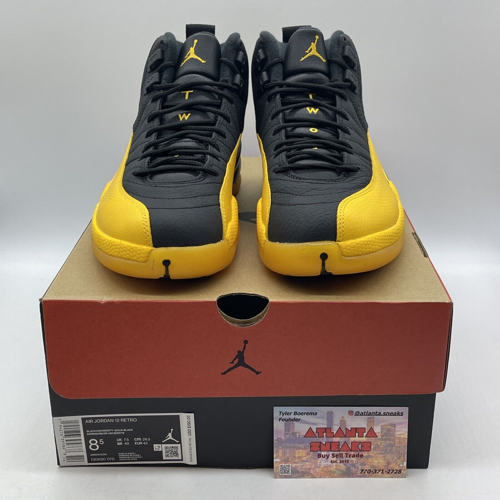 Size 8.5 - Jordan 12 Retro University Gold Yellow Black Leather (130690-070)