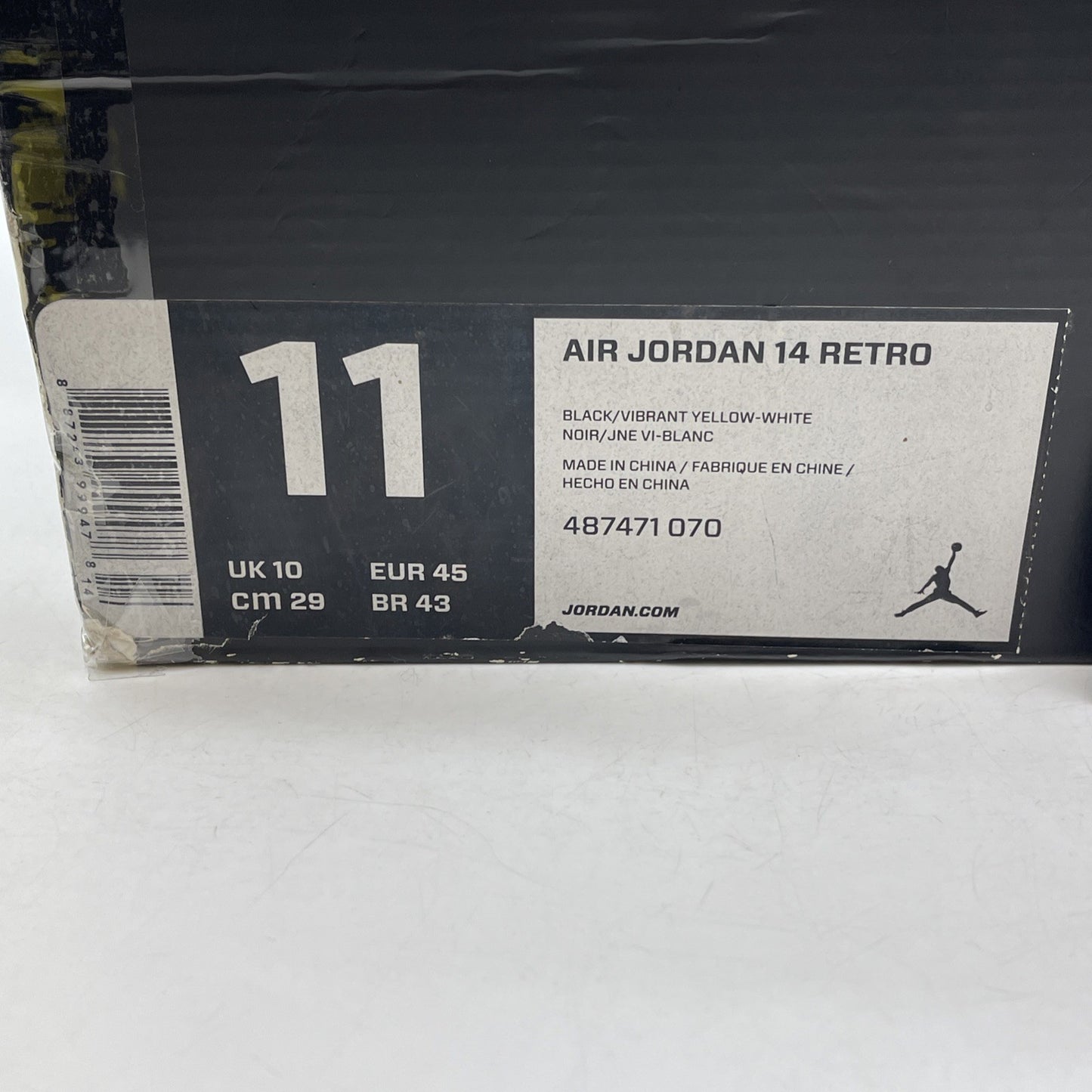 Size 11 - Air Jordan 14 Retro Thunder Black Yellow Suede (487471-070)