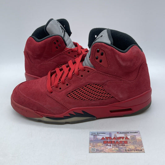 Size 9.5 - Air Jordan 5 Retro Red Suede Black Grey (136027-602)