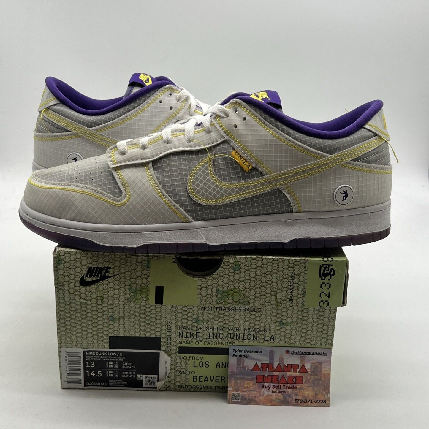 Size 13 - Nike Union LA x Dunk Low Passport Pack - Court Purple (DJ9649-500)