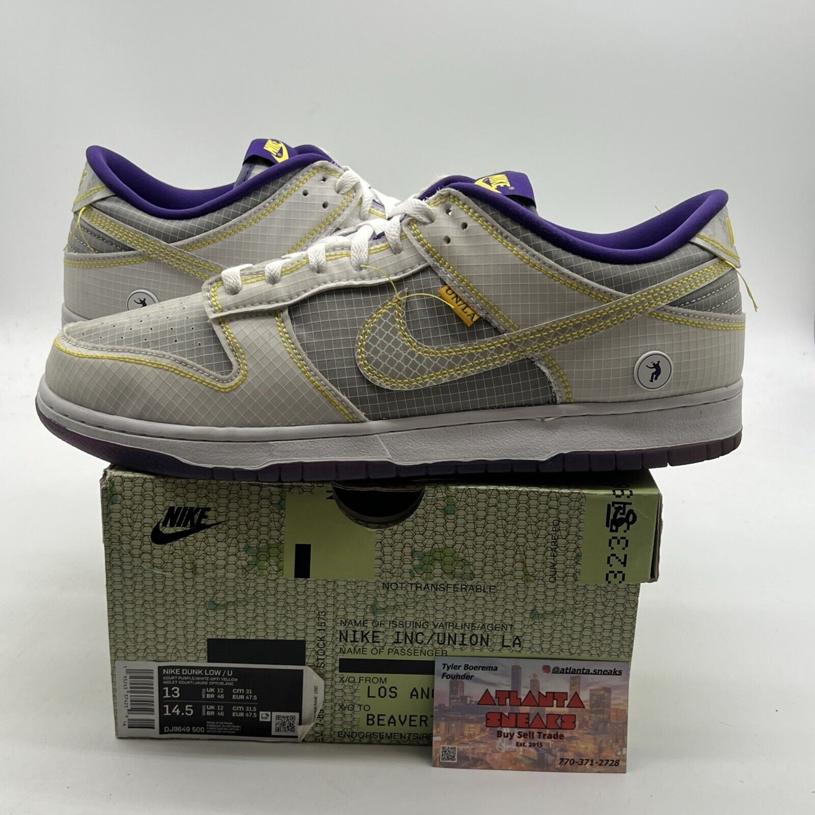 Size 13 - Nike Union LA x Dunk Low Passport Pack - Court Purple (DJ9649-500)