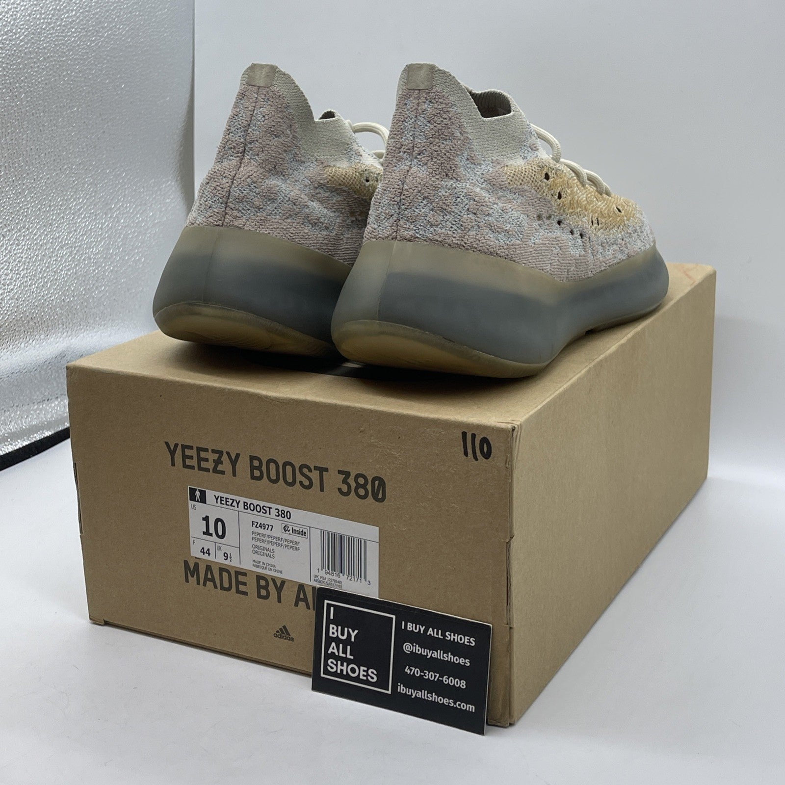 Size 10 - adidas Yeezy Boost 380 Pepper Reflective Grey (FZ4977)