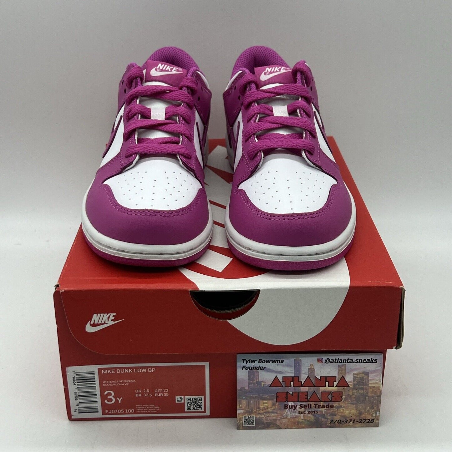 [FJ0705-100] Preschool Nike DUNK LOW 'ACTIVE FUCHSIA (PS)' Size 3Y Brand New DS