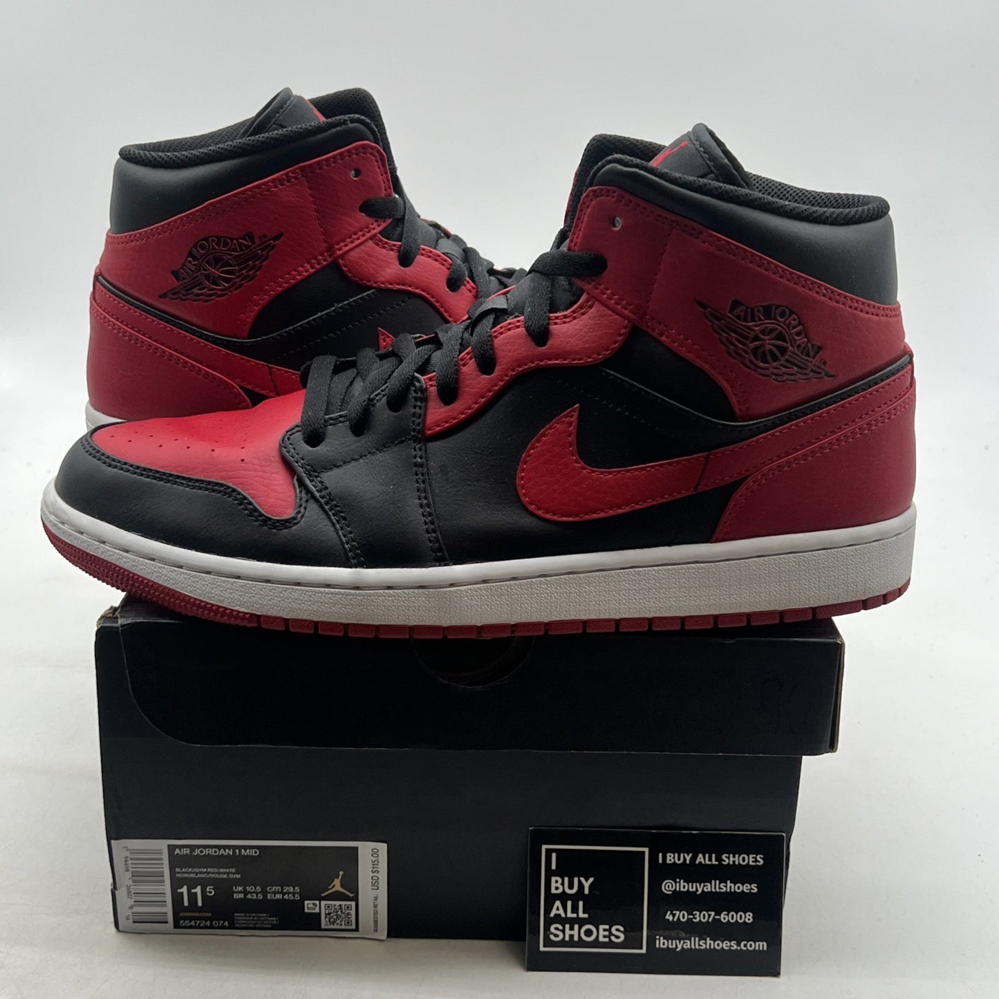 Size 11.5 - Air Jordan 1 Mid Banned 2020 (554724-074)