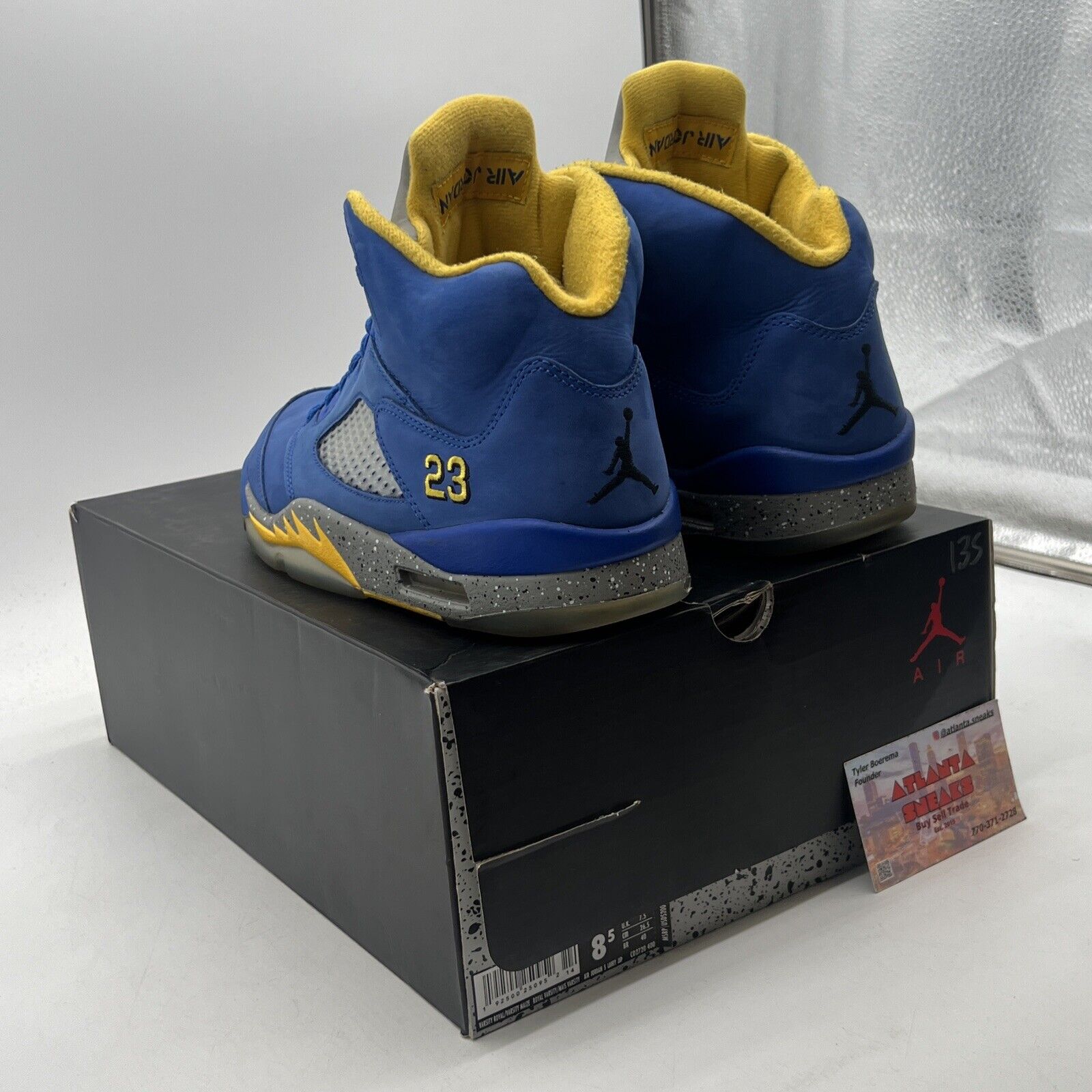 Size 8.5 - Air Jordan 5 Retro Laney Blue Yellow Suede Grey (CD2720-400)