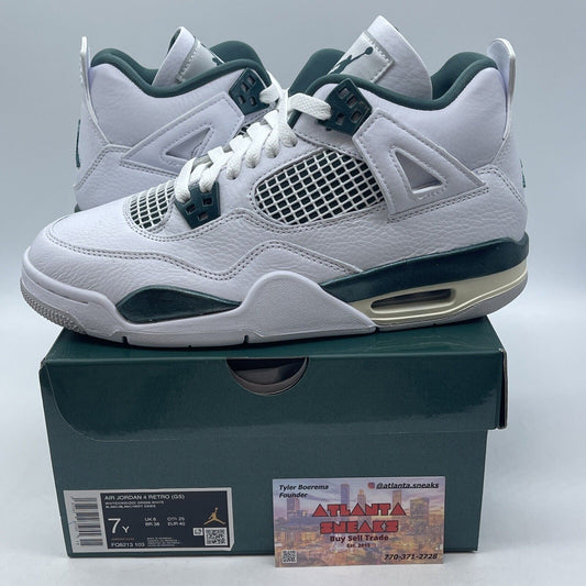 Size 7Y - Jordan 4 Retro White/Oxidized Green-White Leather (FQ8213 103)